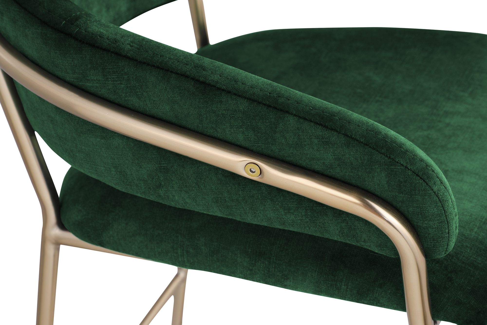 Yara Velvet Counter Stool with Brushed Brass Metal Frame