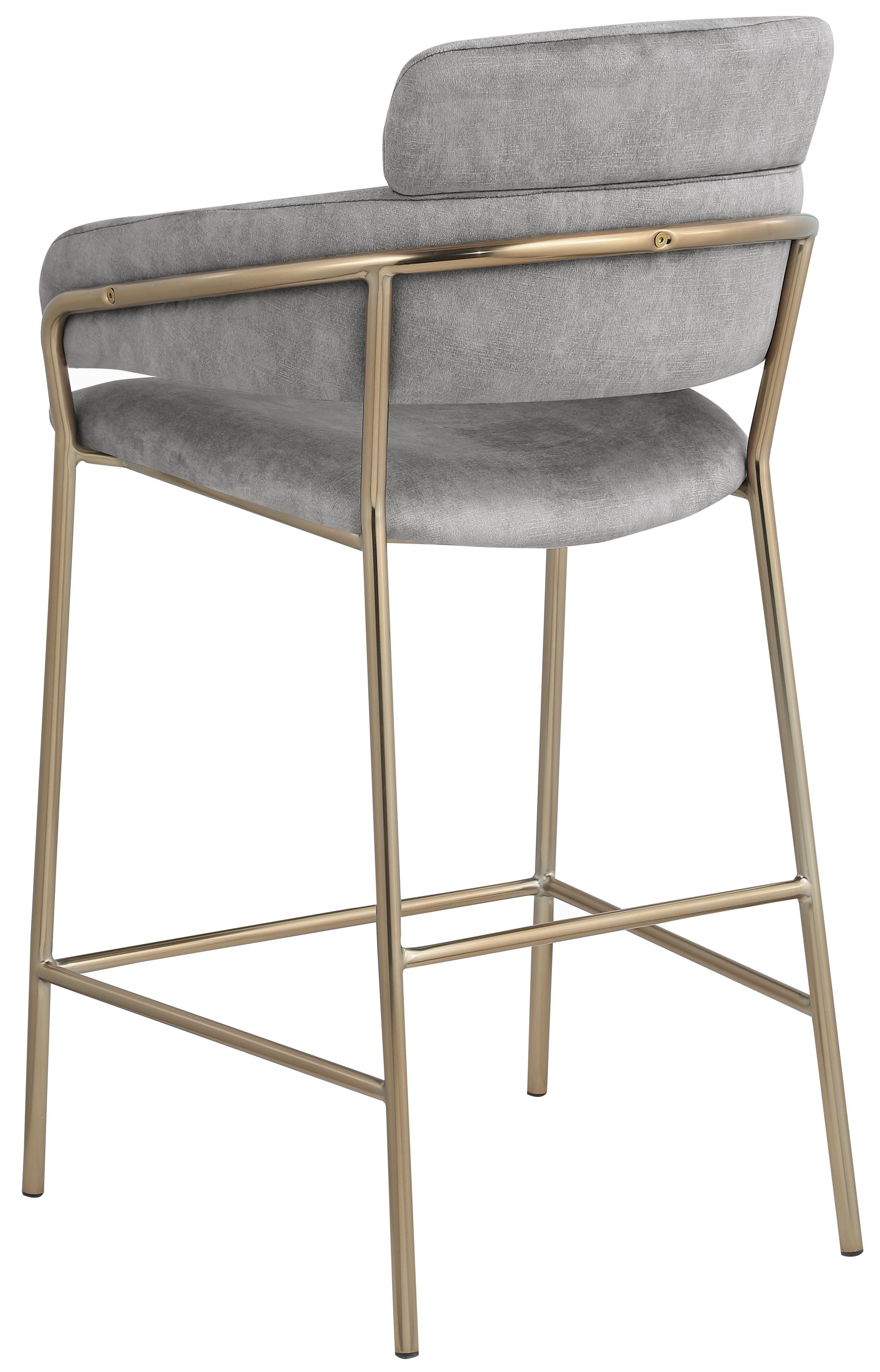 Yara Velvet Counter Stool with Brushed Brass Metal Frame