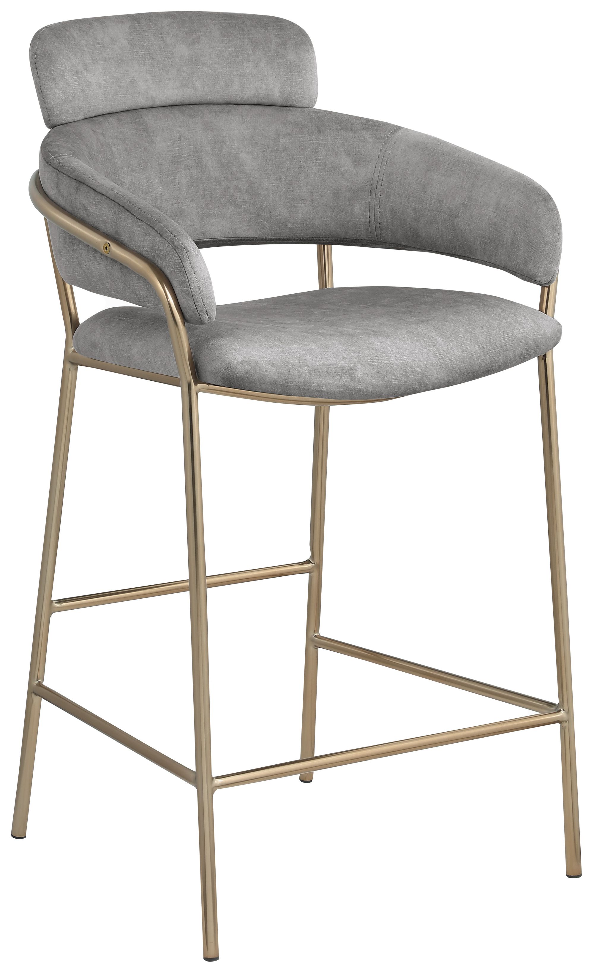 Yara Velvet Counter Stool with Brushed Brass Metal Frame