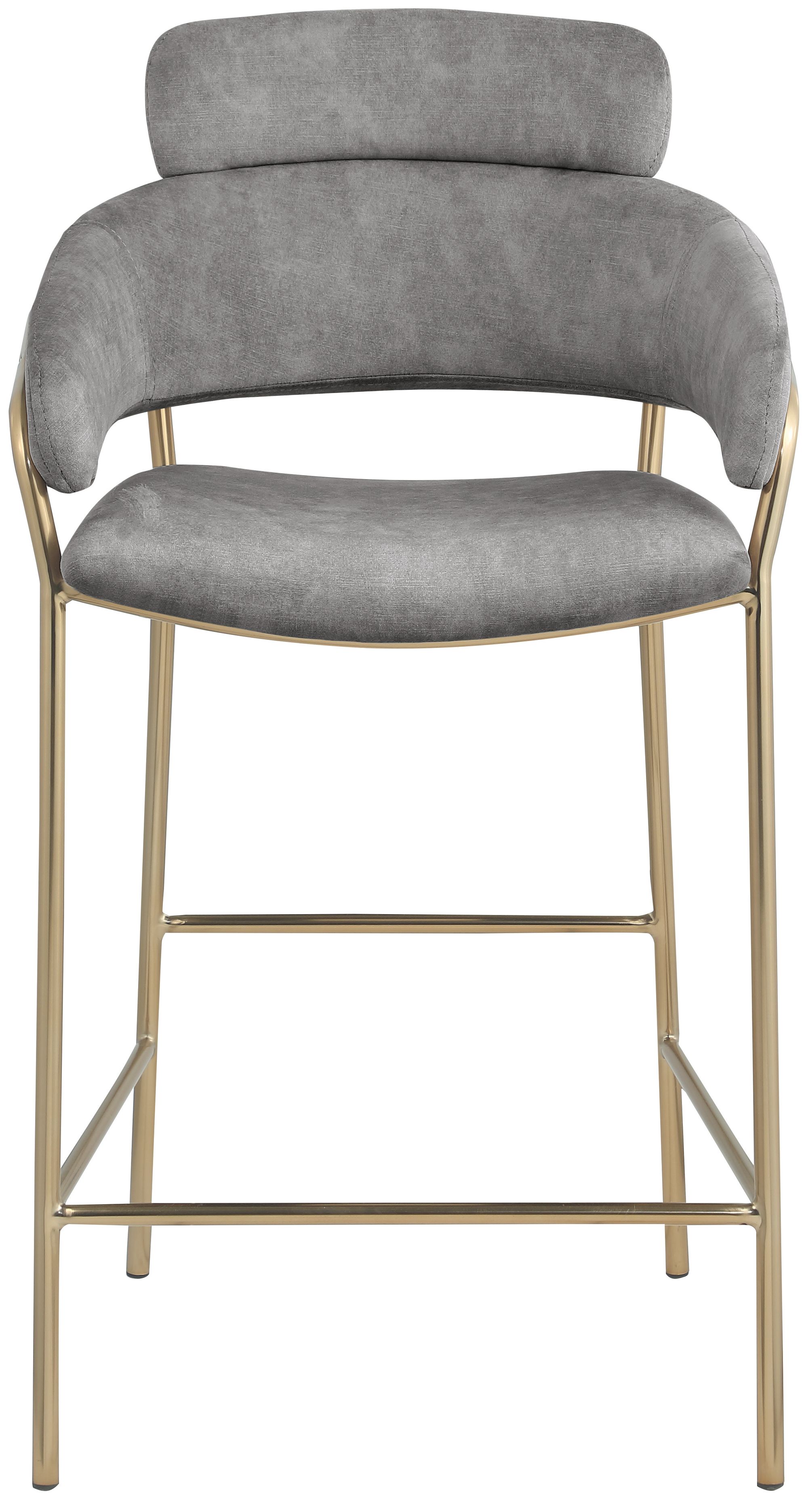 Yara Velvet Counter Stool with Brushed Brass Metal Frame