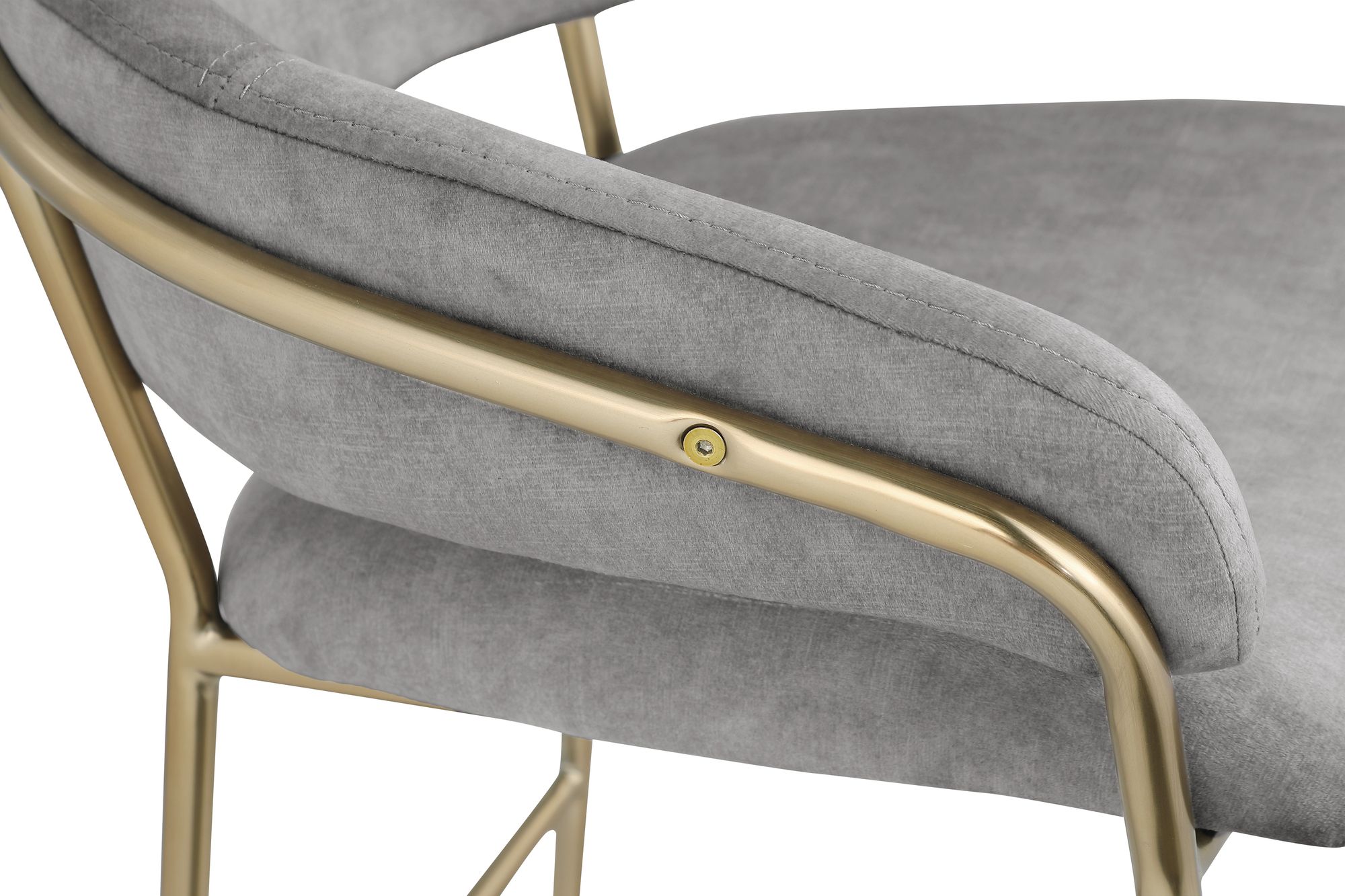 Yara Velvet Counter Stool with Brushed Brass Metal Frame