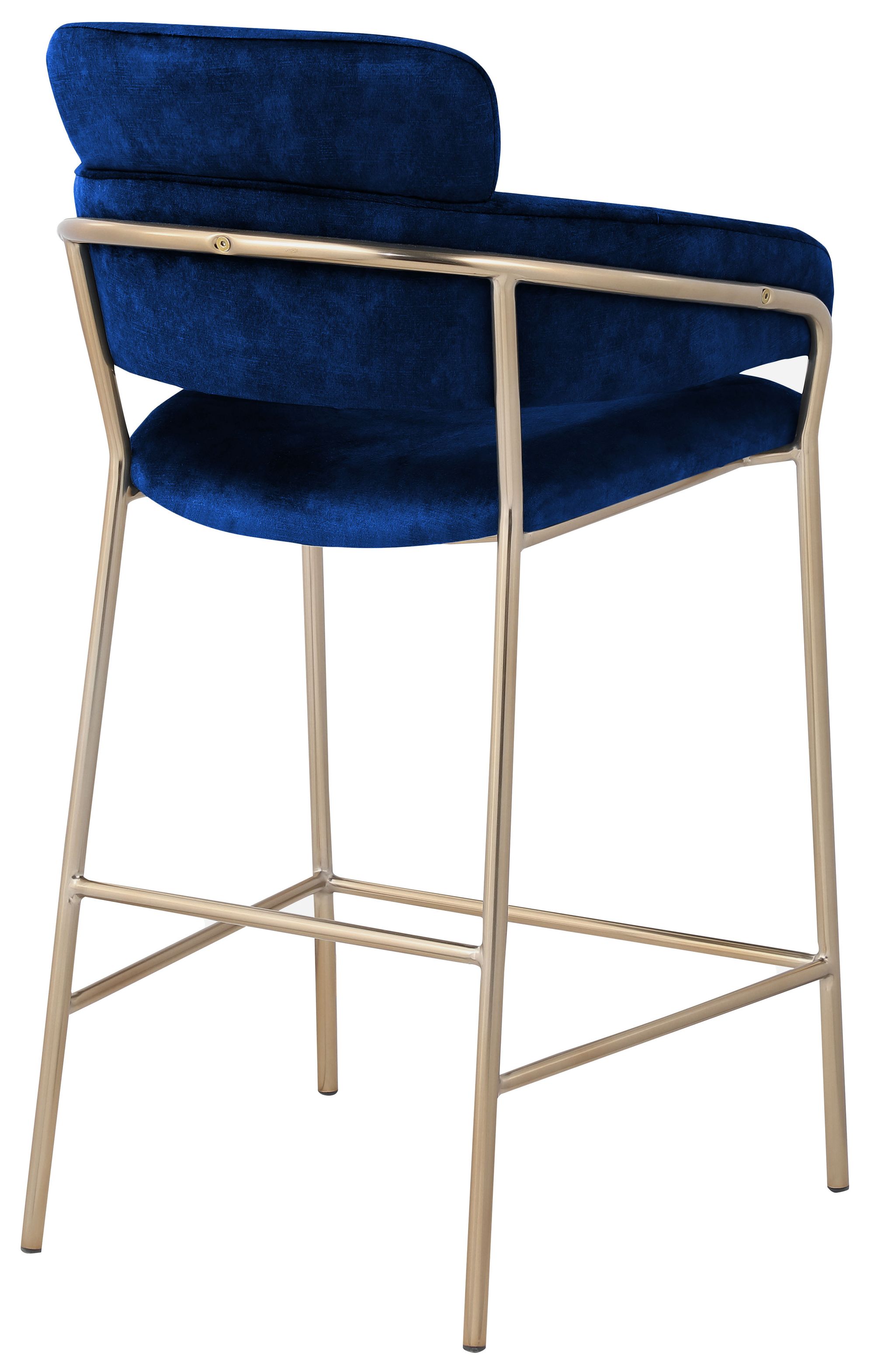 Yara Velvet Counter Stool with Brushed Brass Metal Frame