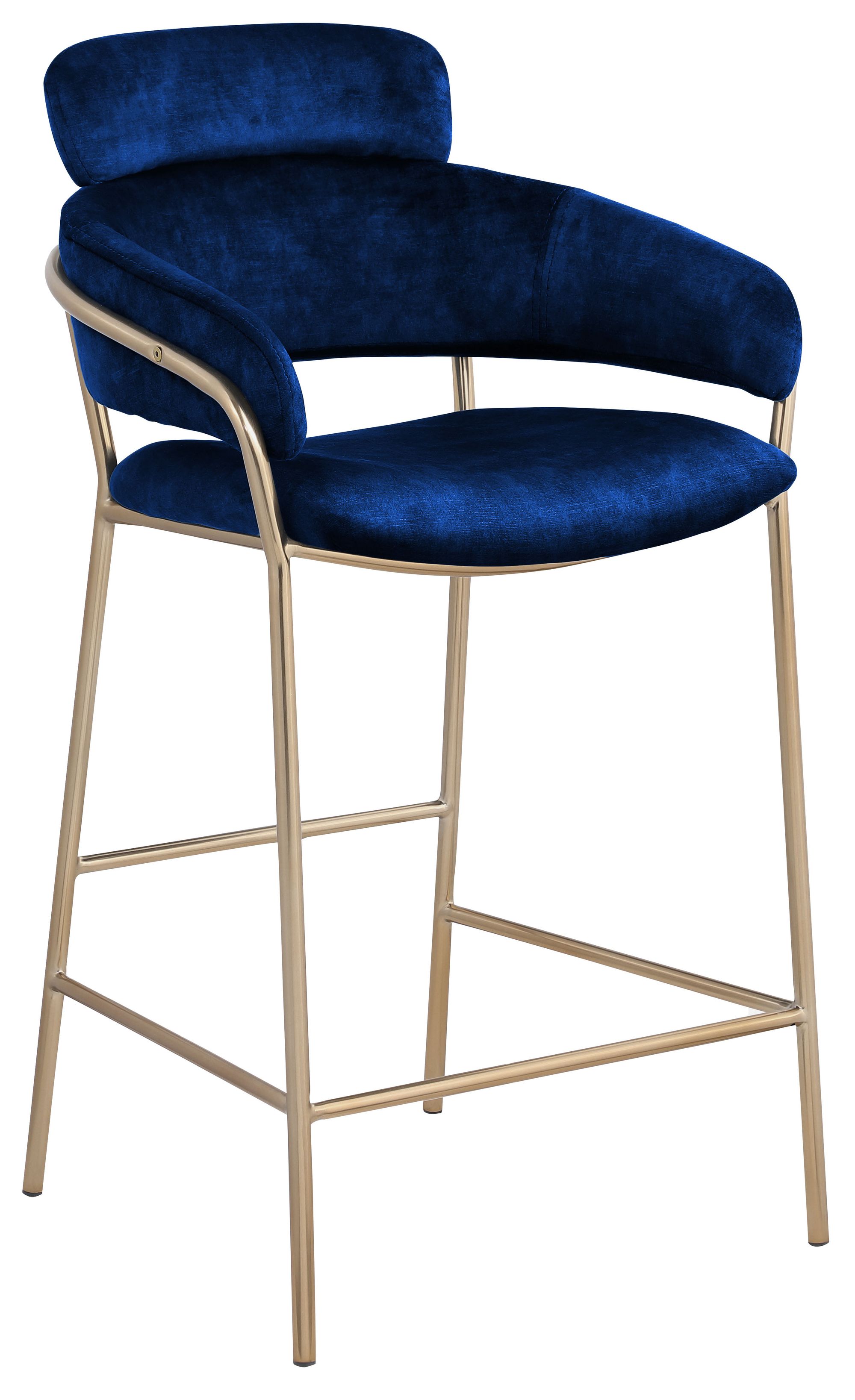 Yara Velvet Counter Stool with Brushed Brass Metal Frame