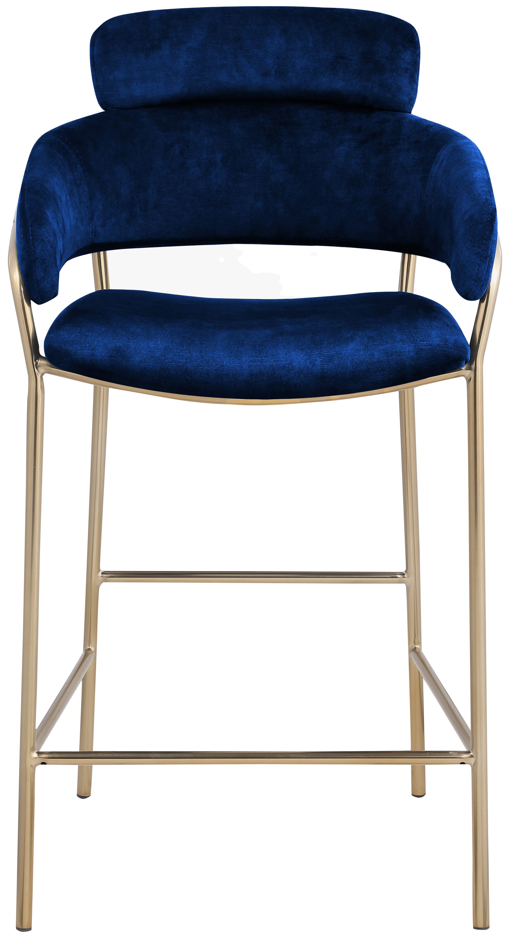 Yara Velvet Counter Stool with Brushed Brass Metal Frame