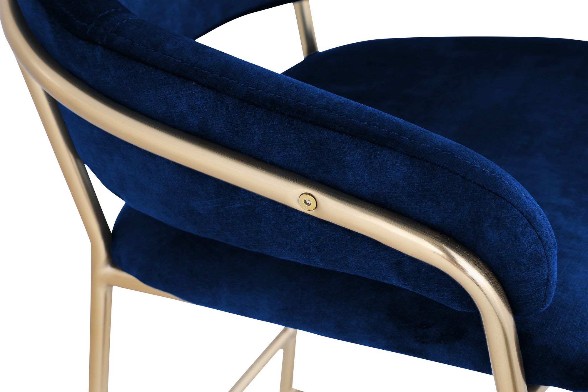 Yara Velvet Counter Stool with Brushed Brass Metal Frame