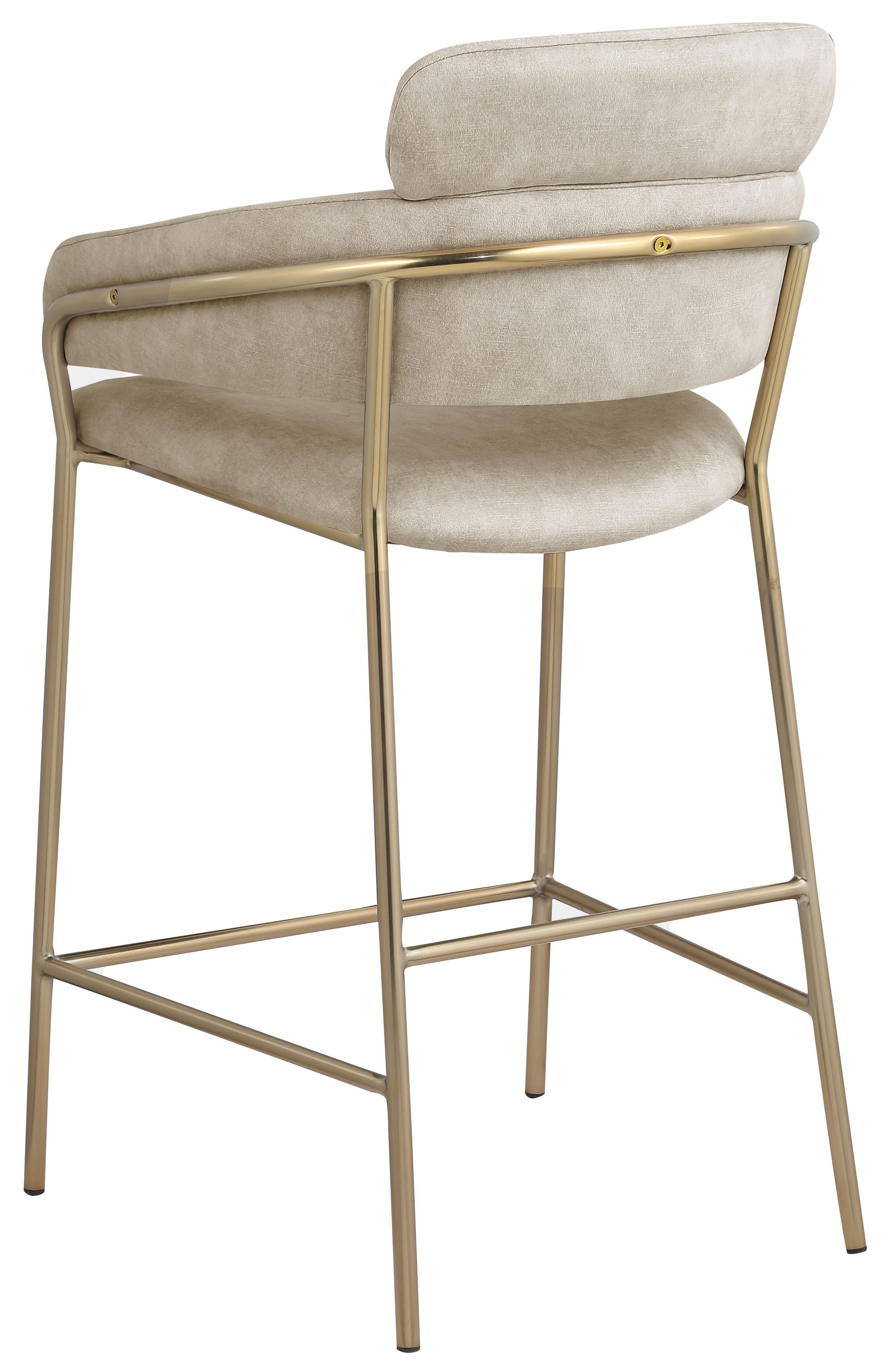 Yara Velvet Counter Stool with Brushed Brass Metal Frame