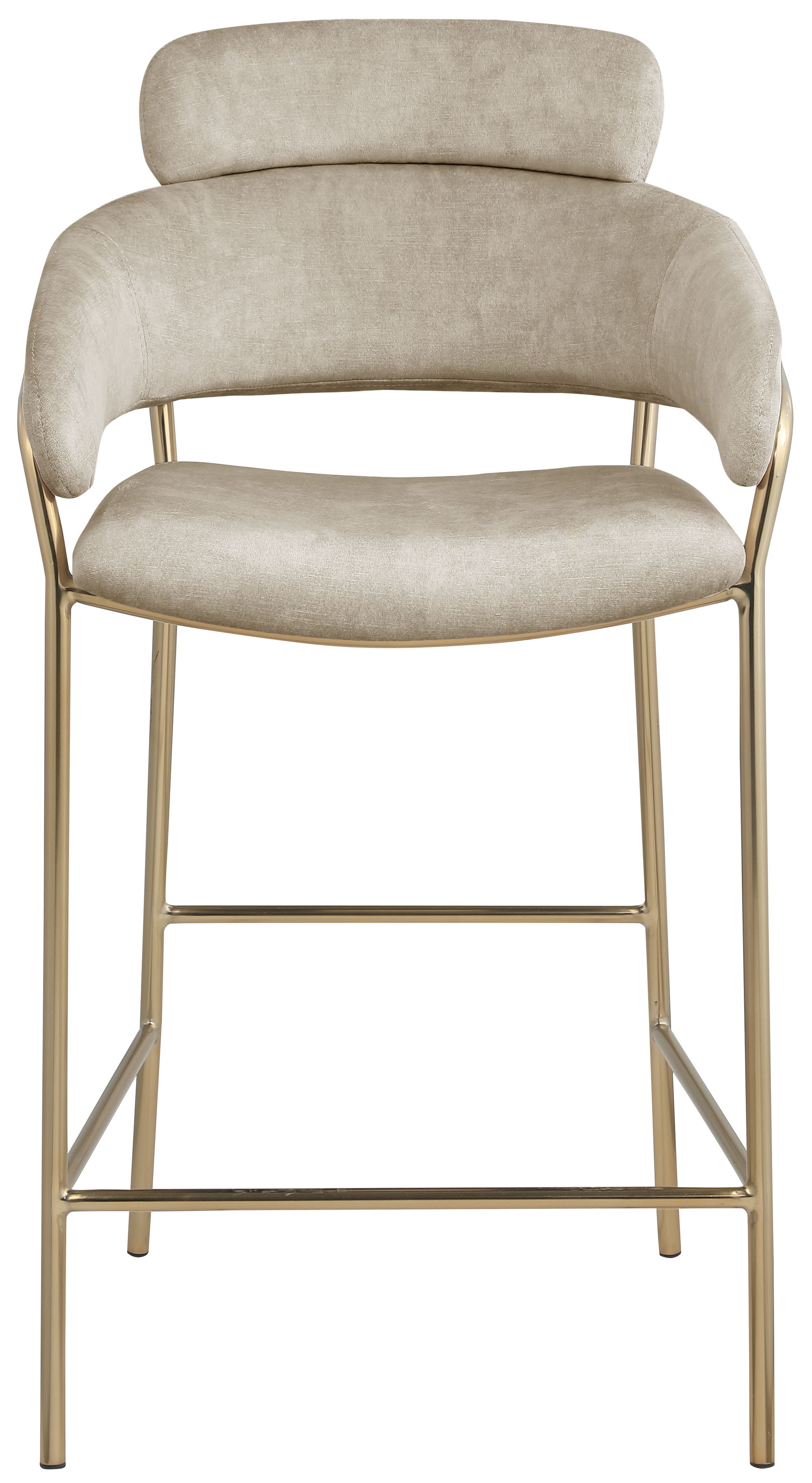 Yara Velvet Counter Stool with Brushed Brass Metal Frame