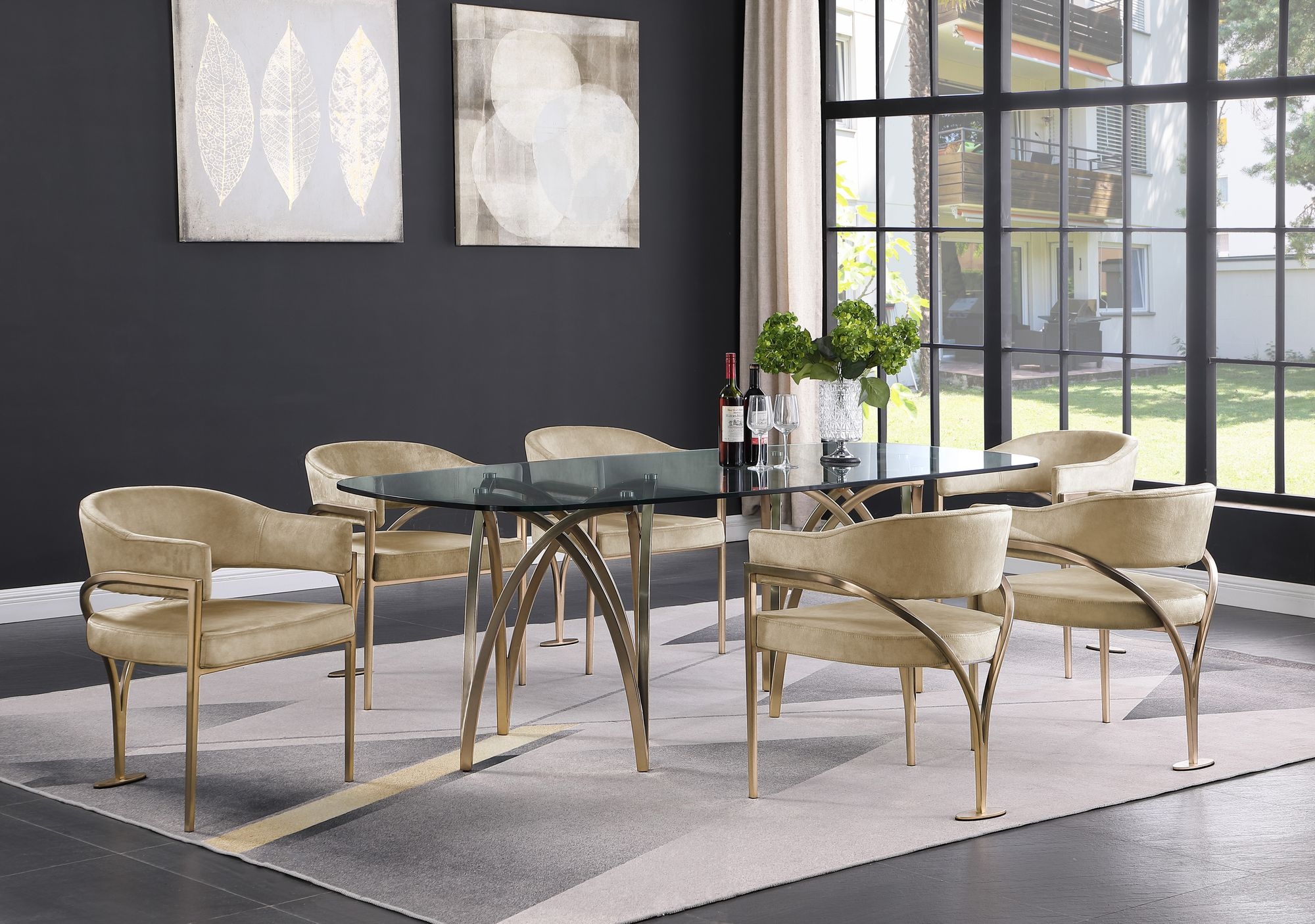 Madelyn Velvet Dining Chair with Brushed Brass Frame