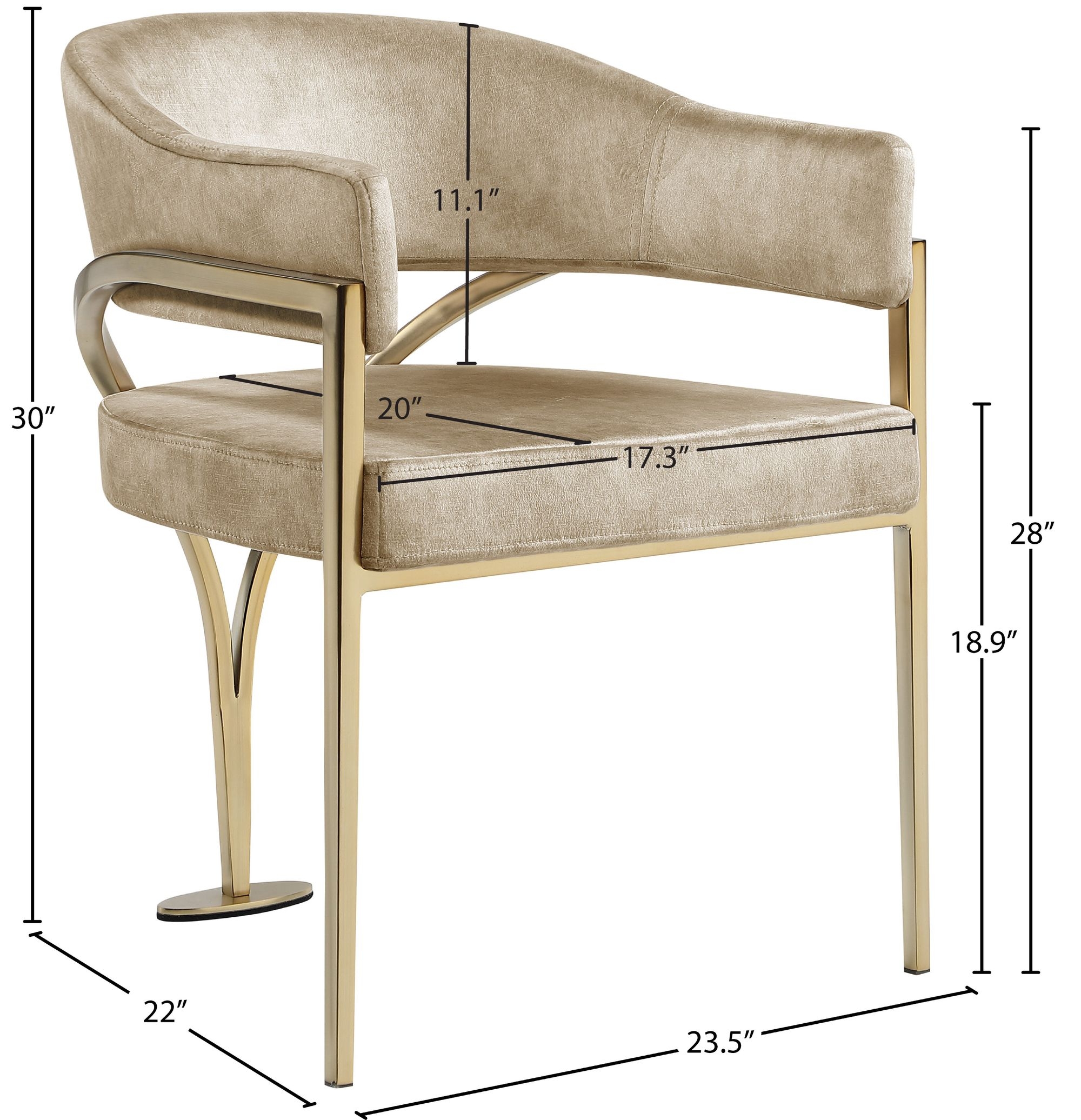 Madelyn Velvet Dining Chair with Brushed Brass Frame