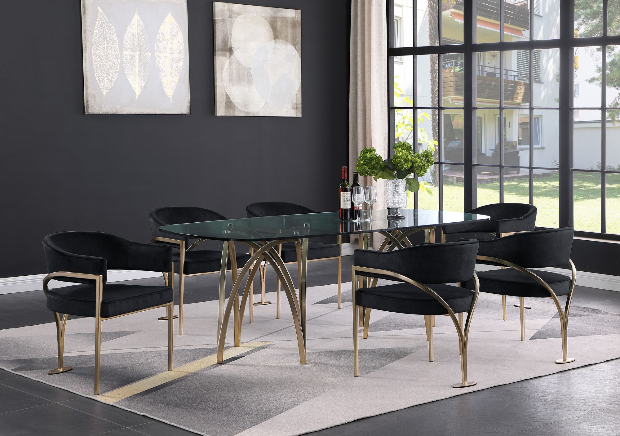 Madelyn Velvet Dining Chair with Brushed Brass Frame