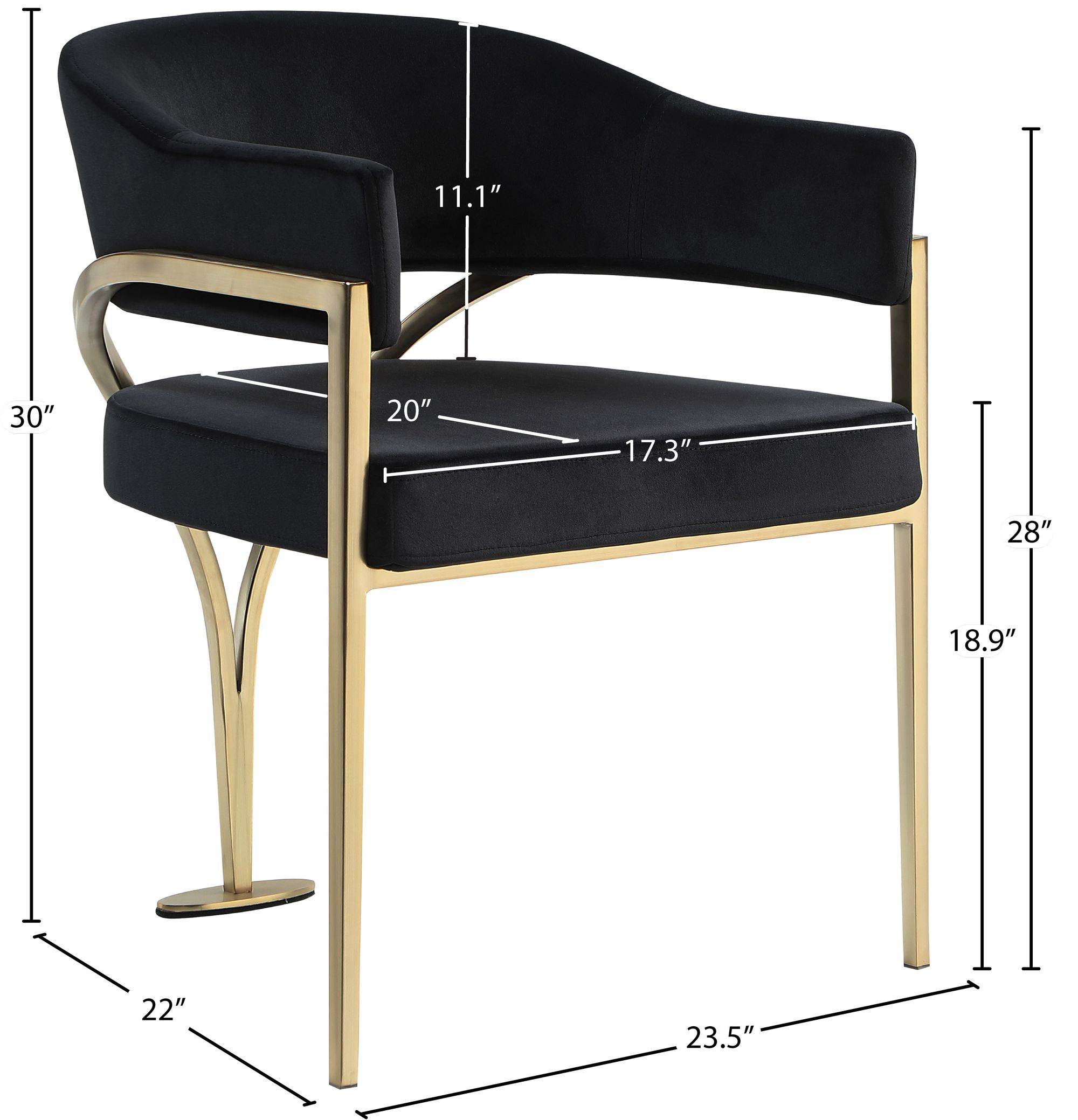 Madelyn Velvet Dining Chair with Brushed Brass Frame