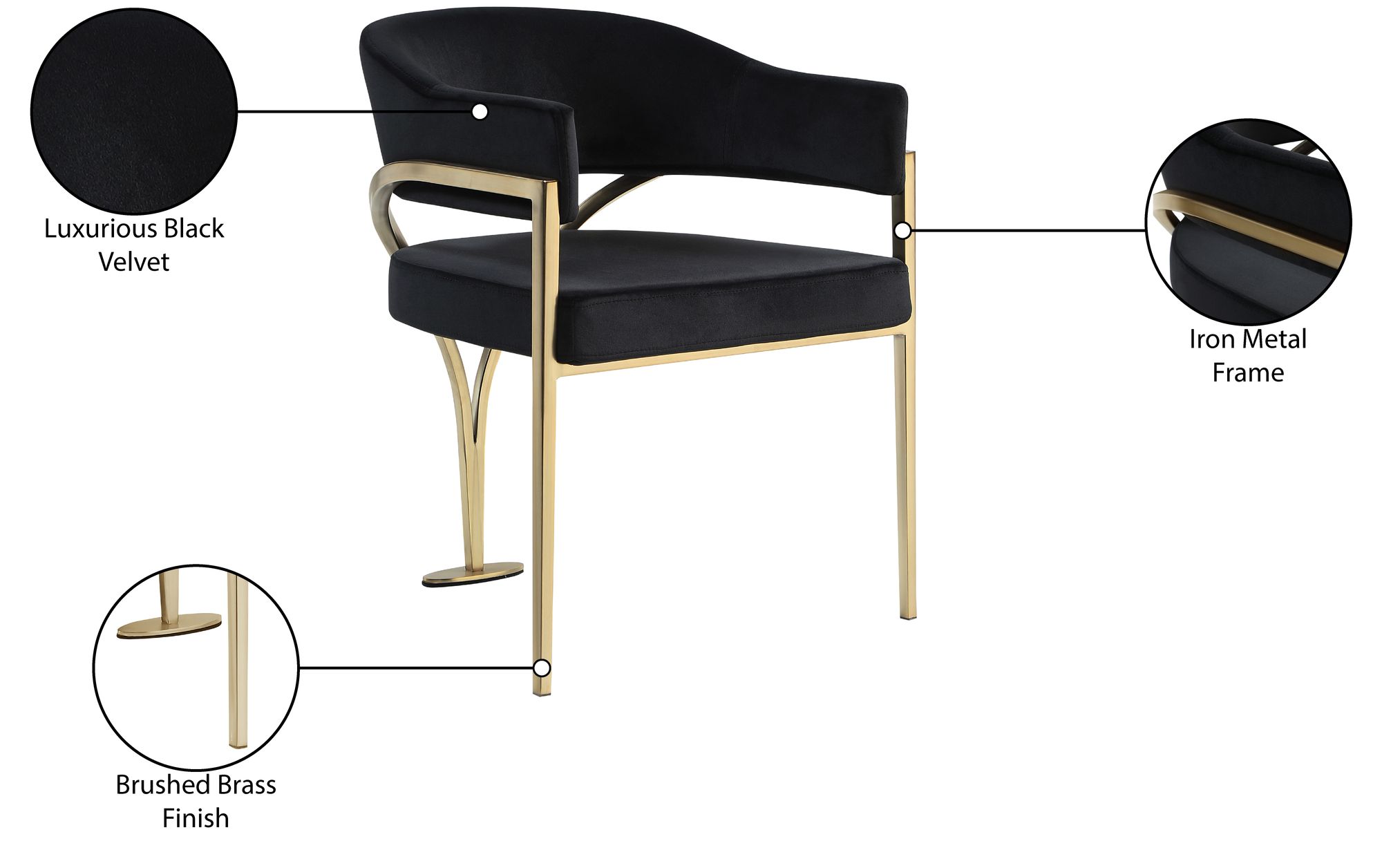 Madelyn Velvet Dining Chair with Brushed Brass Frame