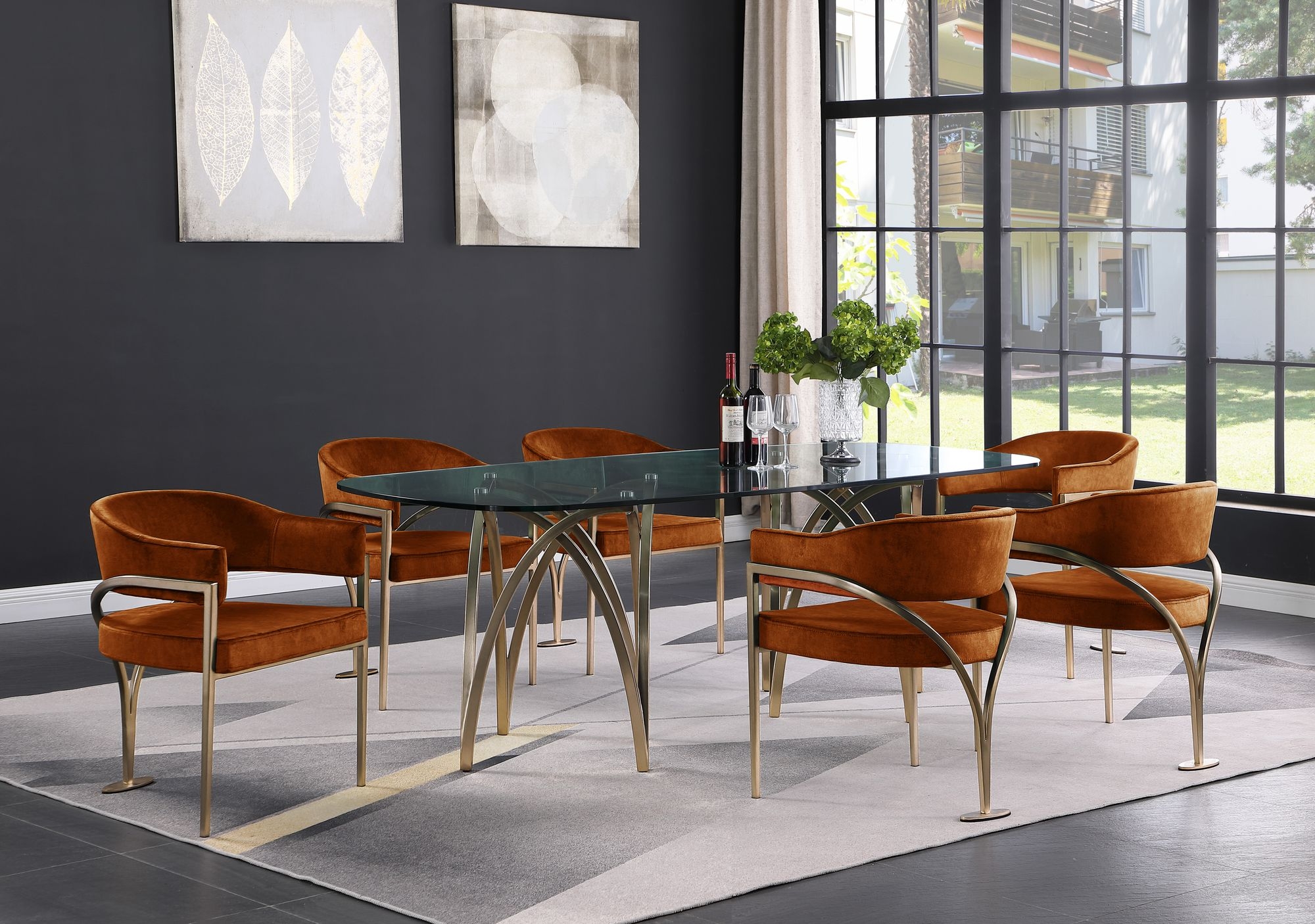 Madelyn Velvet Dining Chair with Brushed Brass Frame