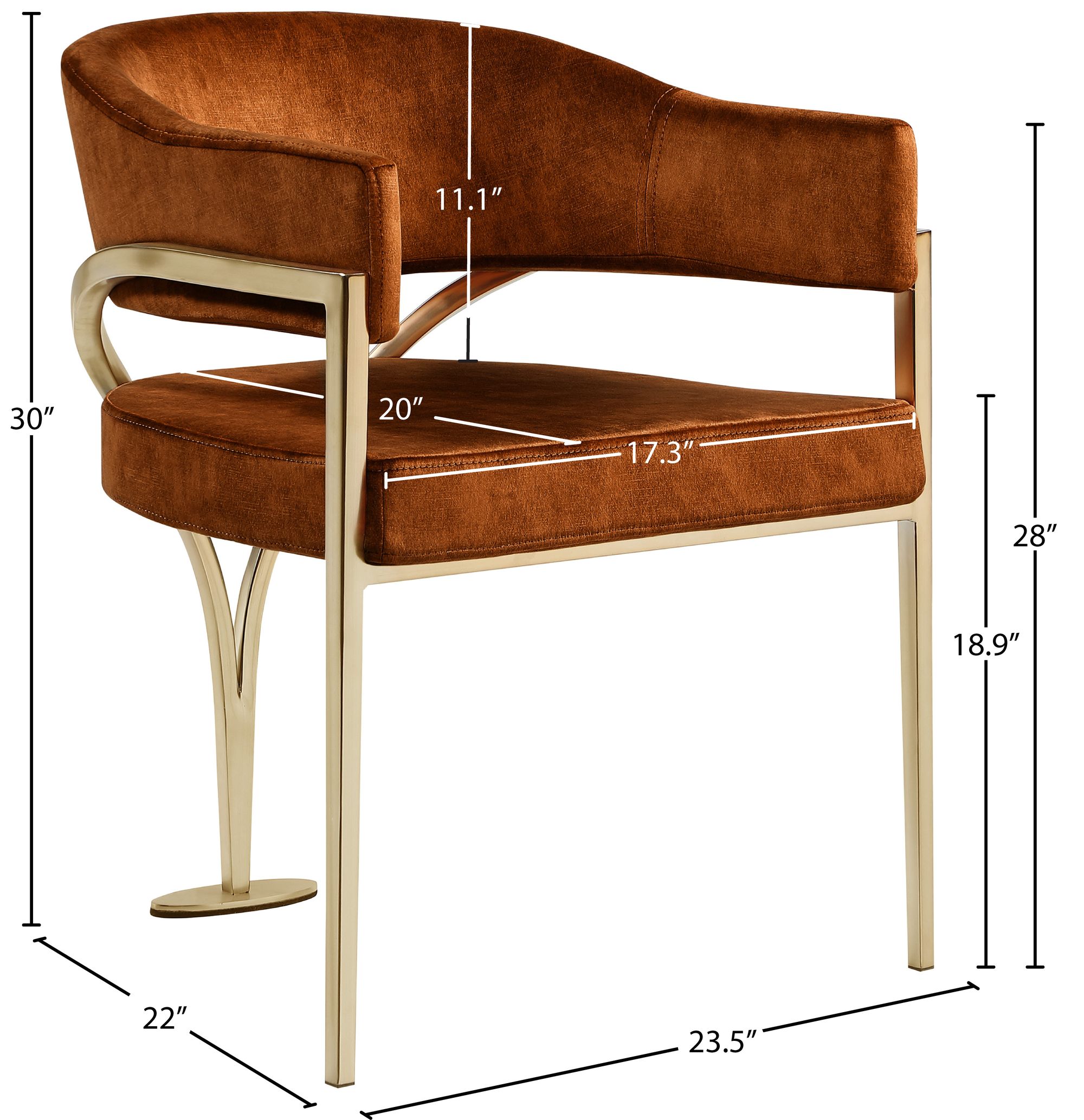 Madelyn Velvet Dining Chair with Brushed Brass Frame