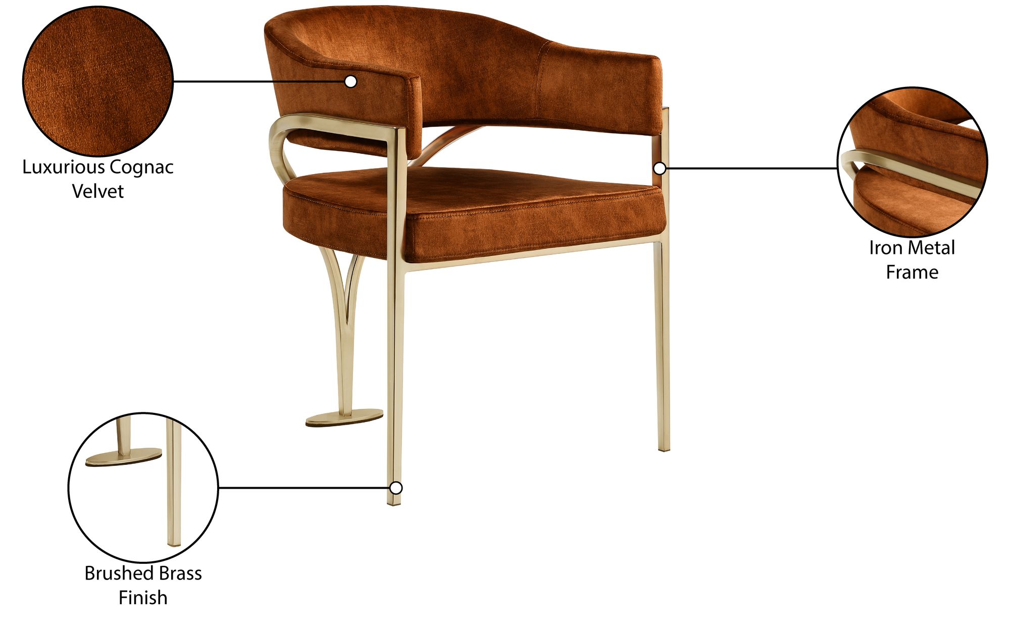 Madelyn Velvet Dining Chair with Brushed Brass Frame