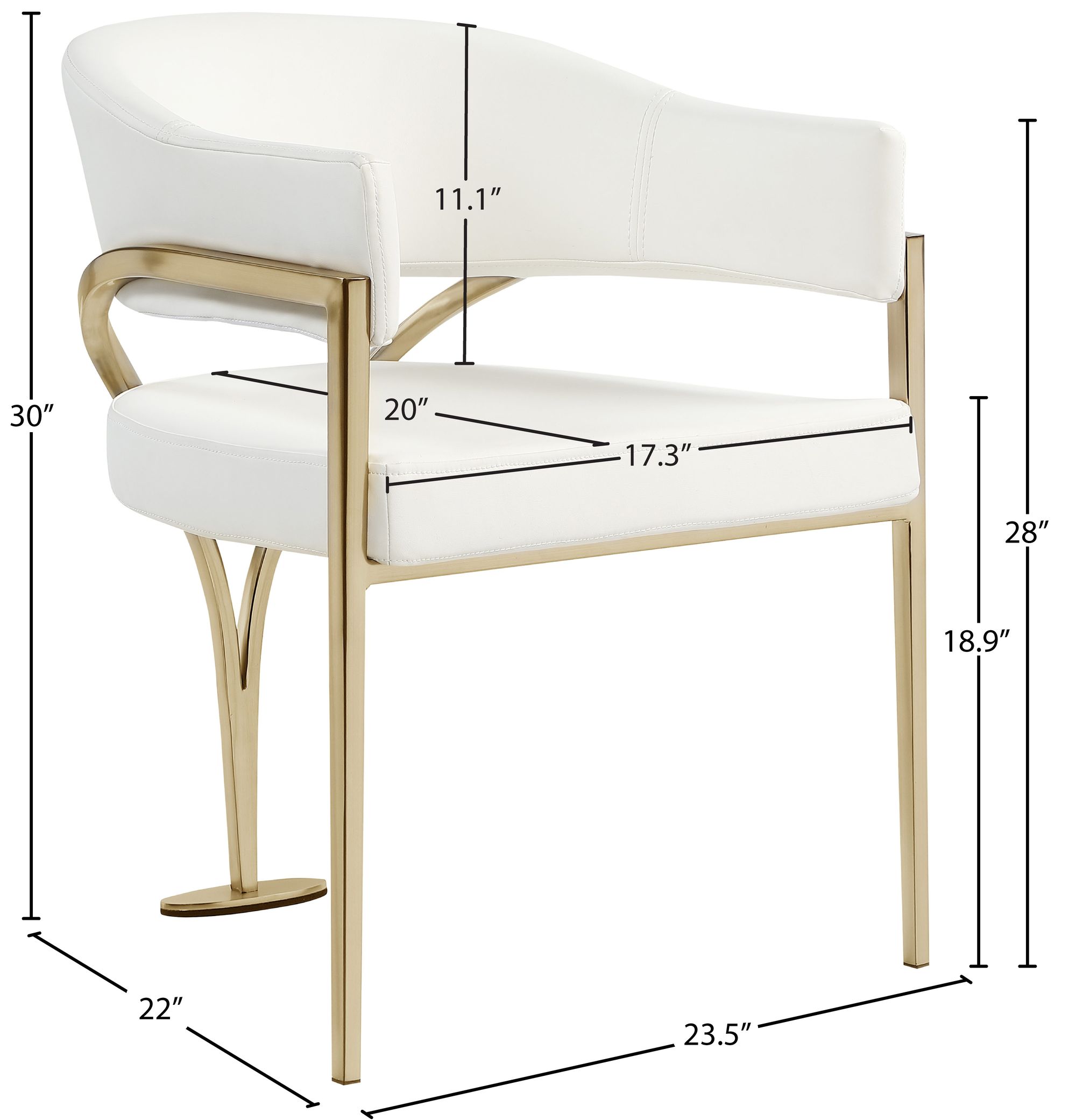 Madelyn Faux Leather Dining Chair with Brushed Brass Frame