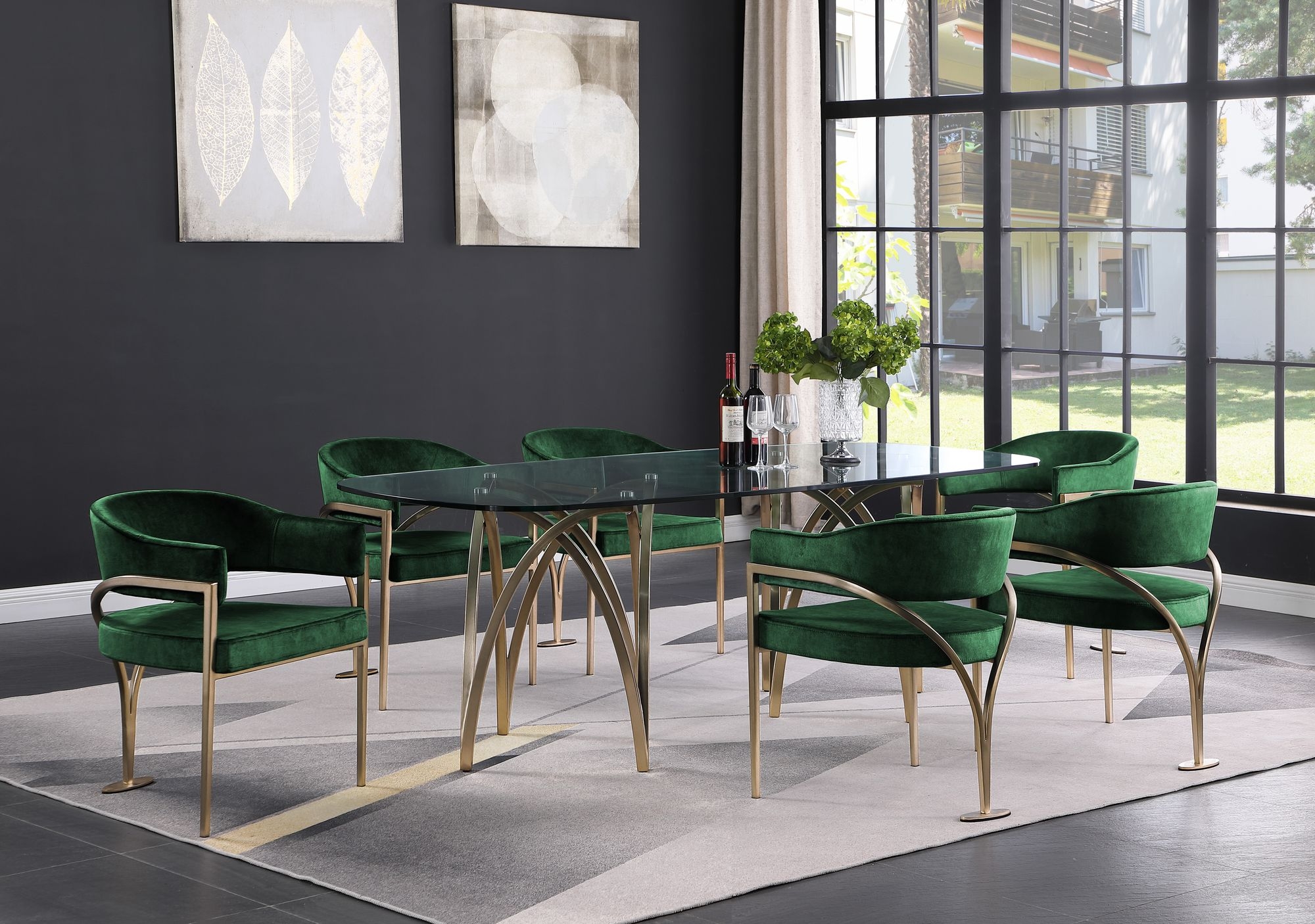 Madelyn Velvet Dining Chair with Brushed Brass Frame
