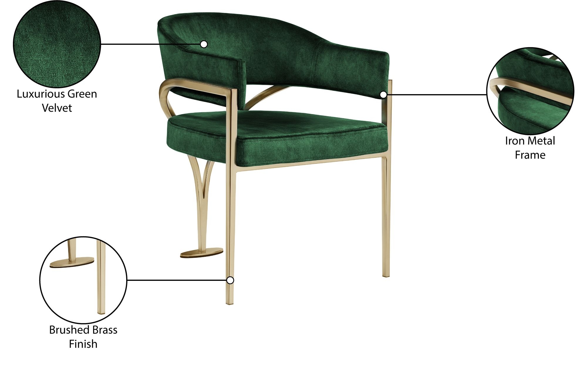 Madelyn Velvet Dining Chair with Brushed Brass Frame