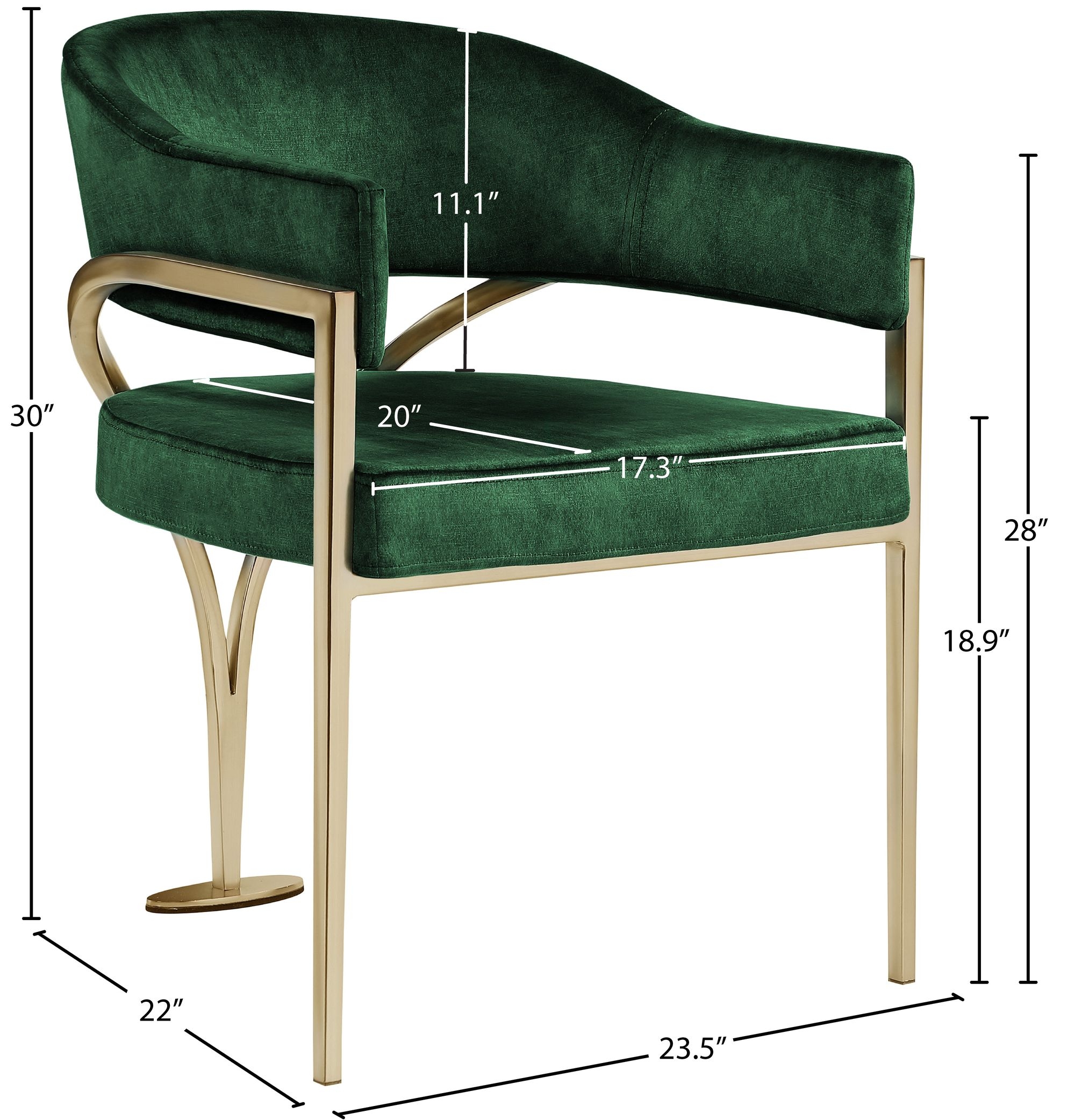 Madelyn Velvet Dining Chair with Brushed Brass Frame