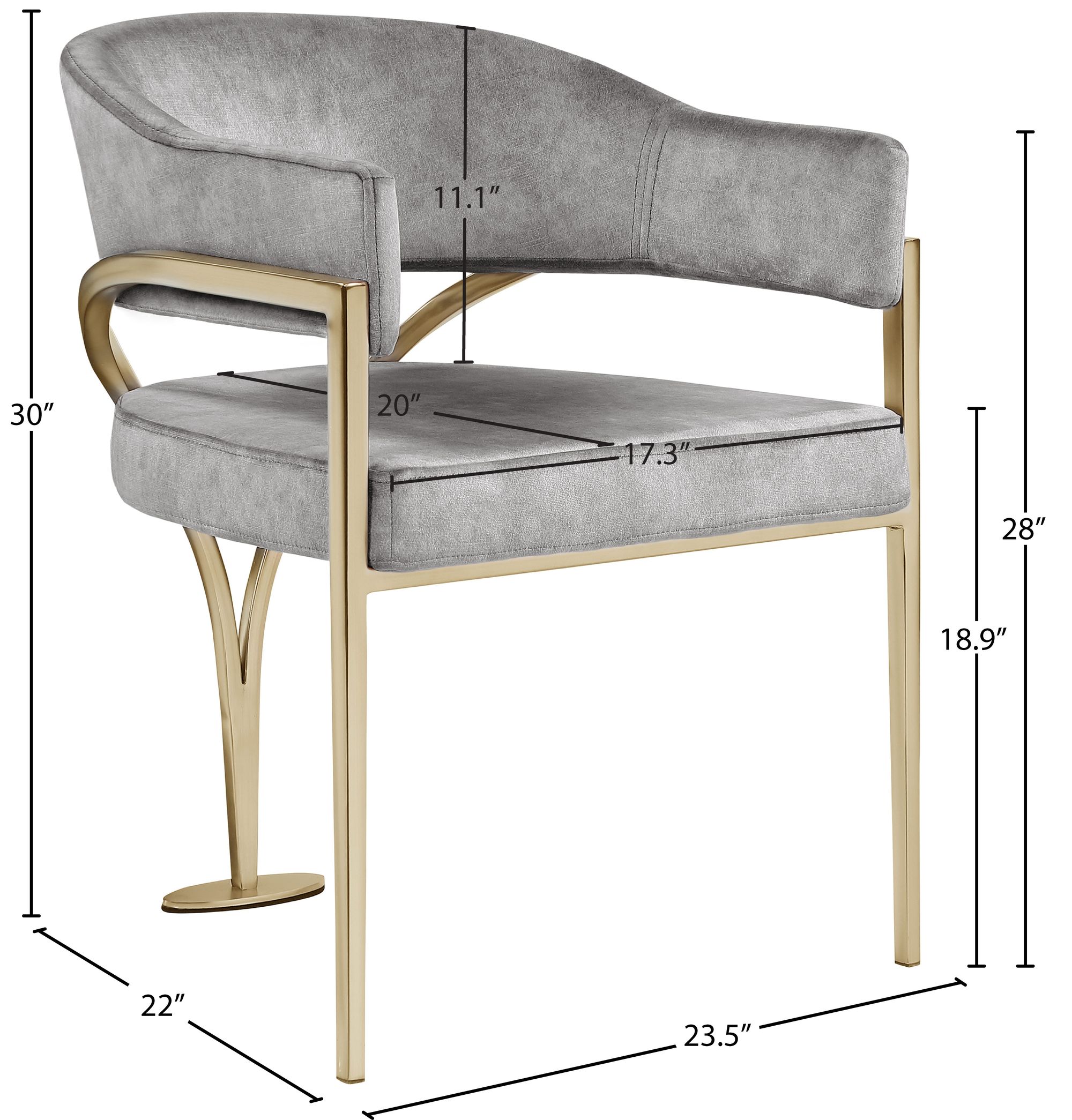 Madelyn Velvet Dining Chair with Brushed Brass Frame