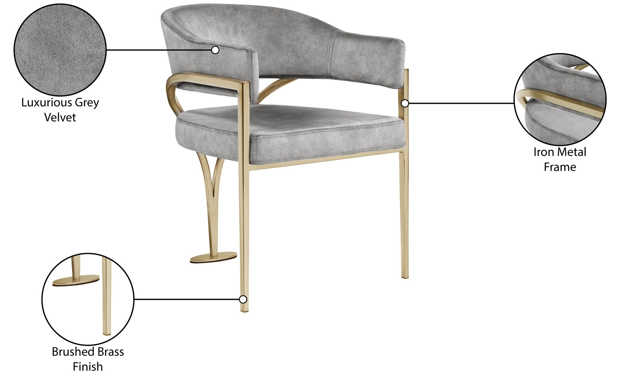 Madelyn Velvet Dining Chair with Brushed Brass Frame