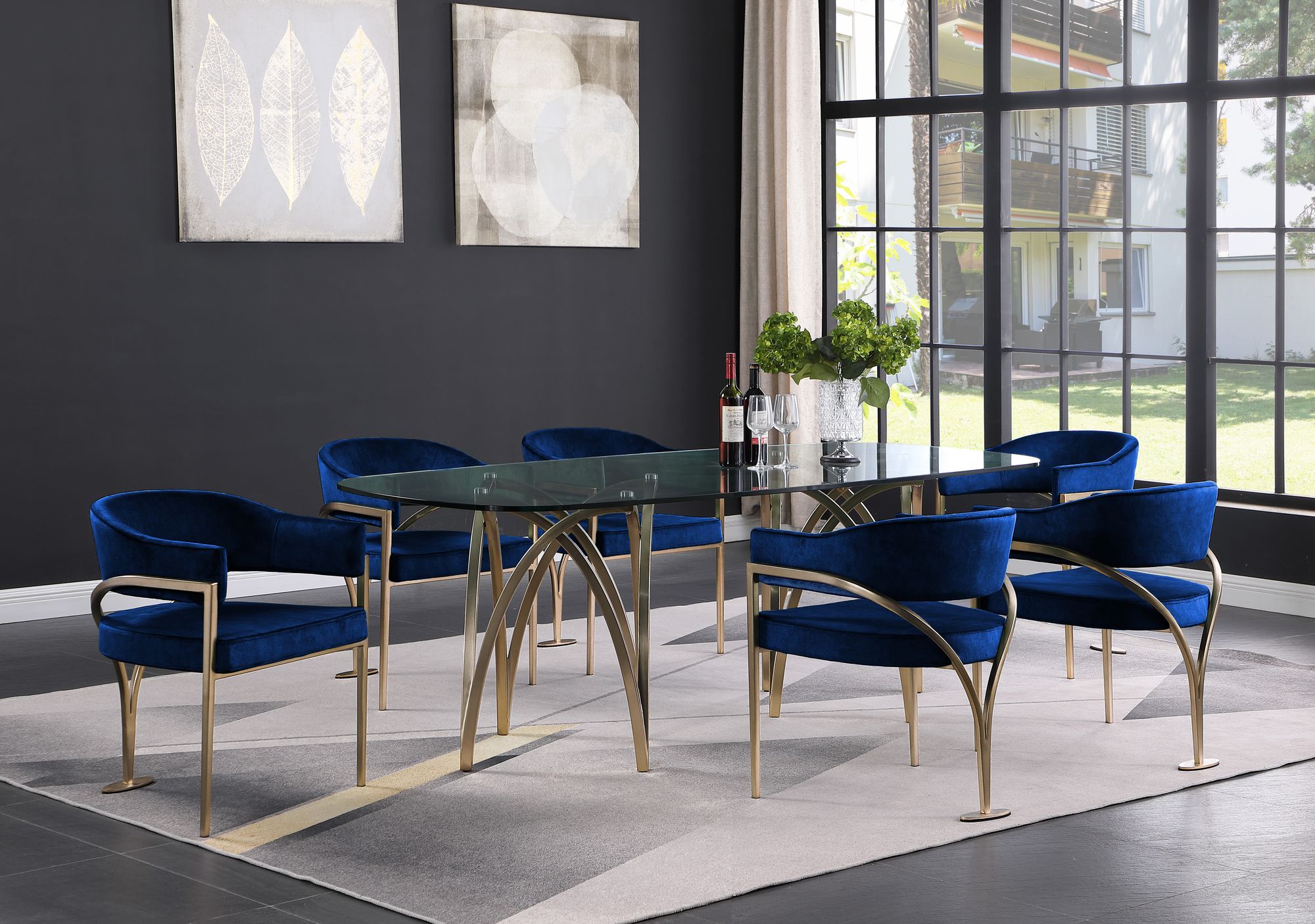 Madelyn Velvet Dining Chair with Brushed Brass Frame
