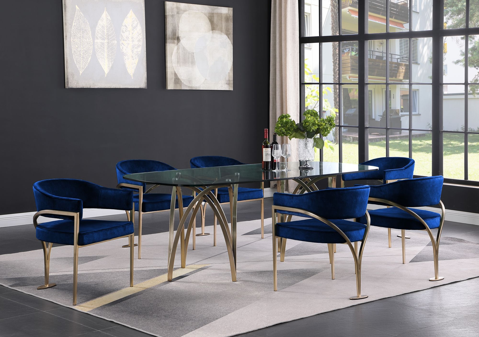 Madelyn Velvet Dining Chair with Brushed Brass Frame