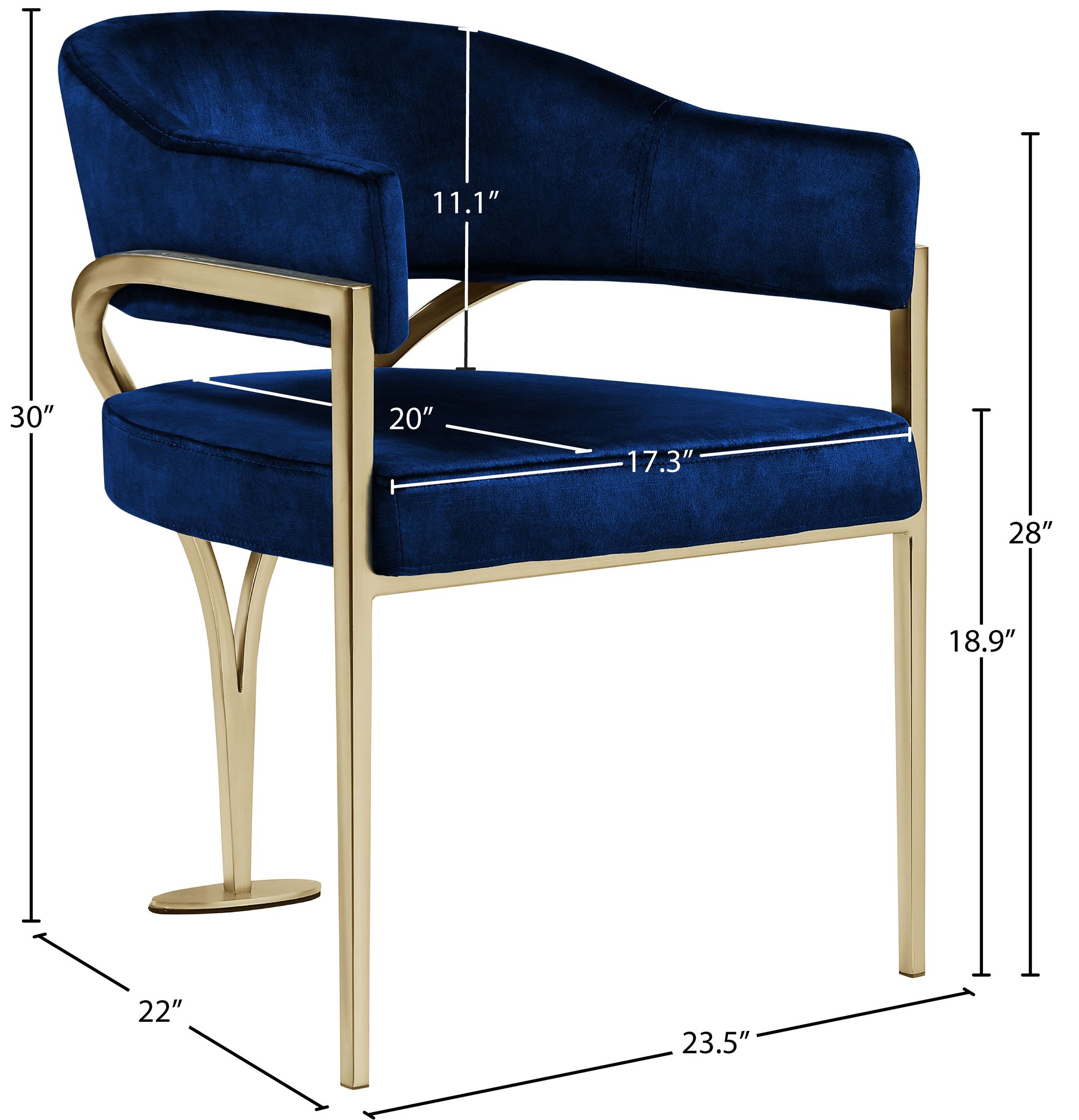Madelyn Velvet Dining Chair with Brushed Brass Frame