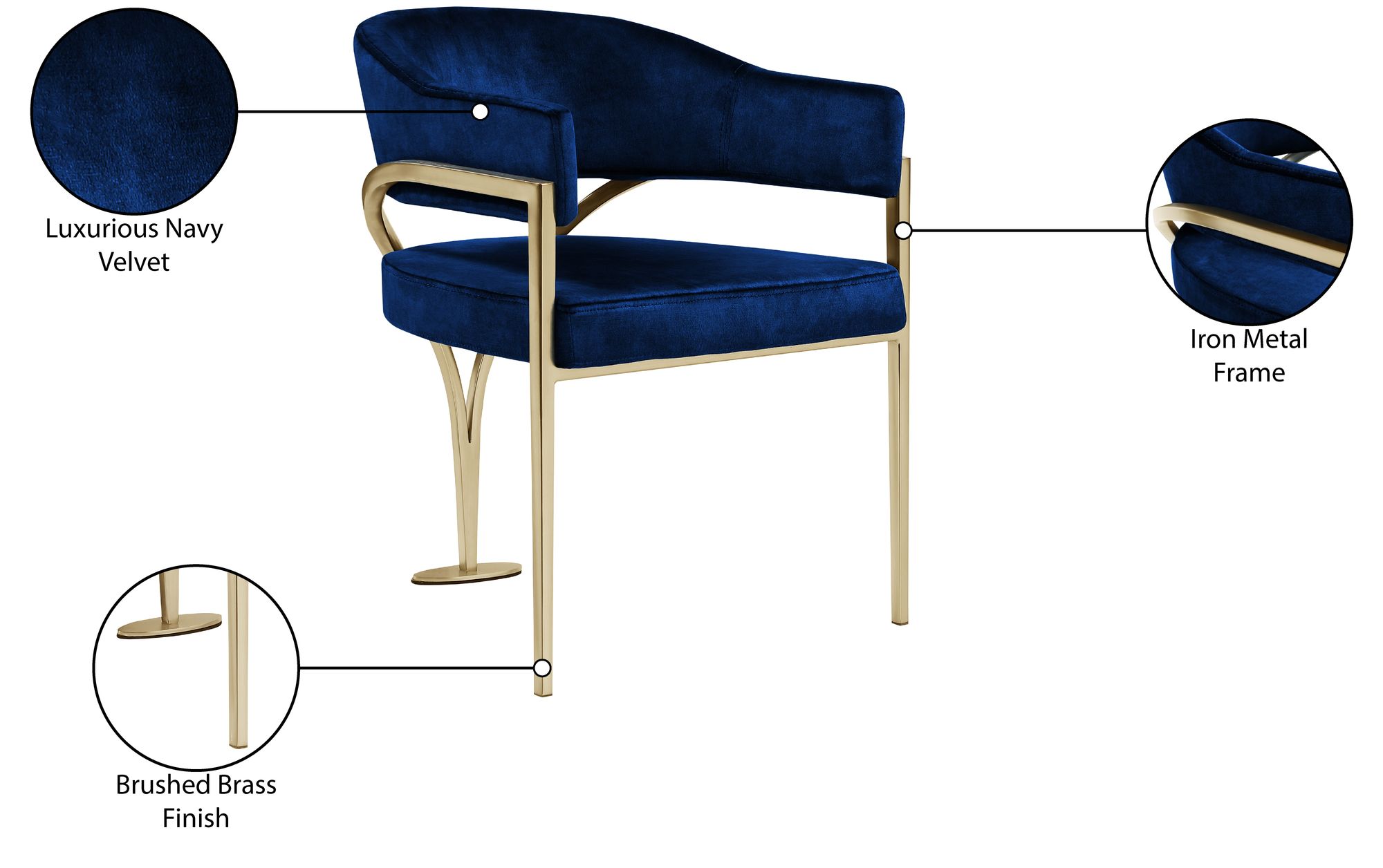 Madelyn Velvet Dining Chair with Brushed Brass Frame