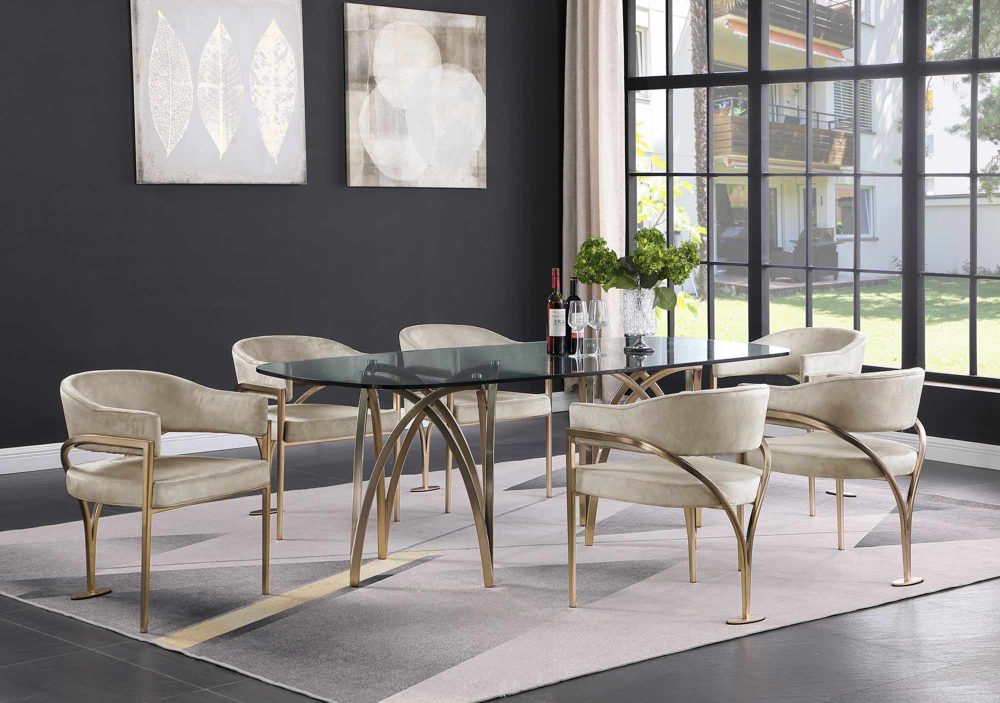 Madelyn Velvet Dining Chair with Brushed Brass Frame