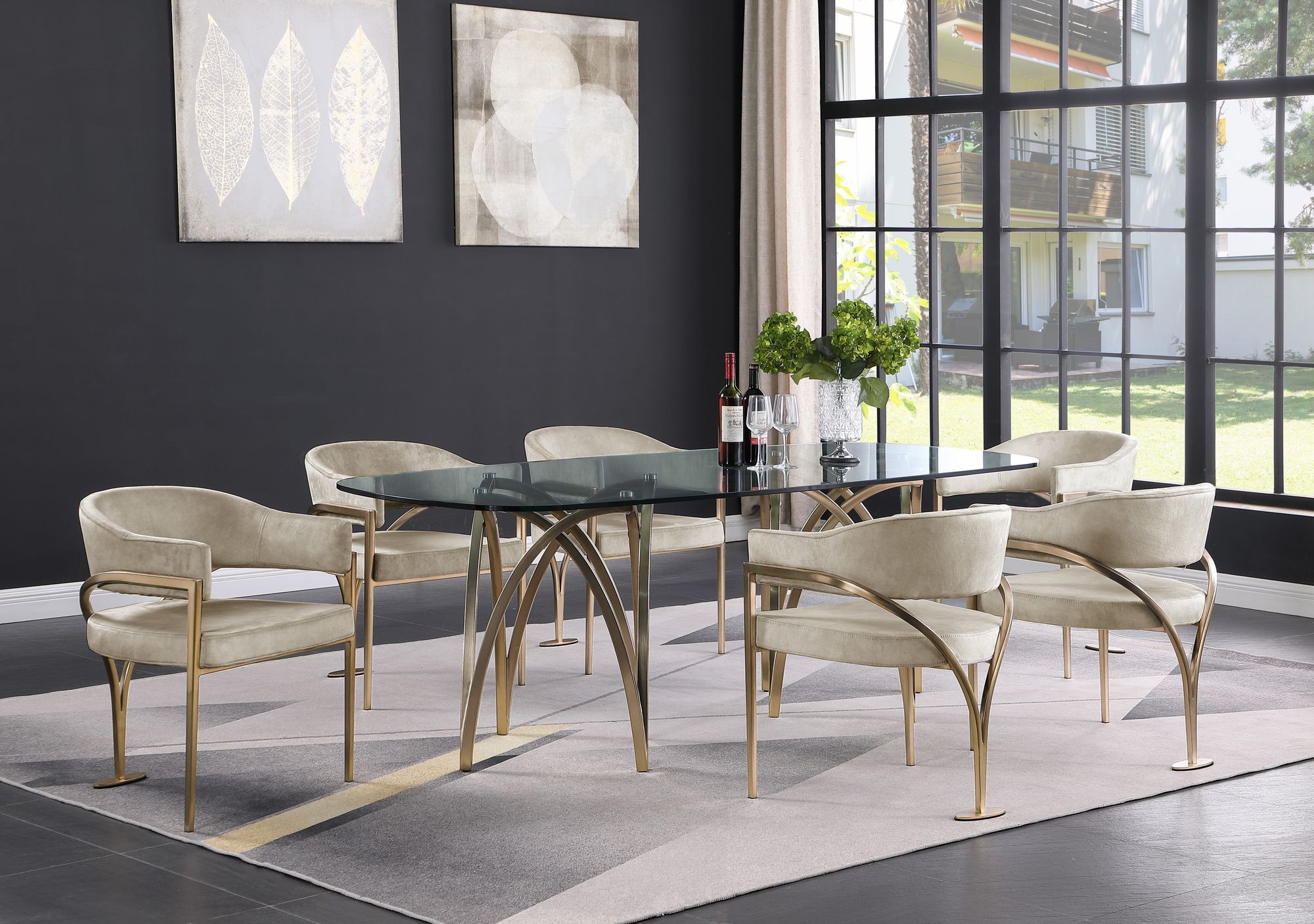 Madelyn Velvet Dining Chair with Brushed Brass Frame