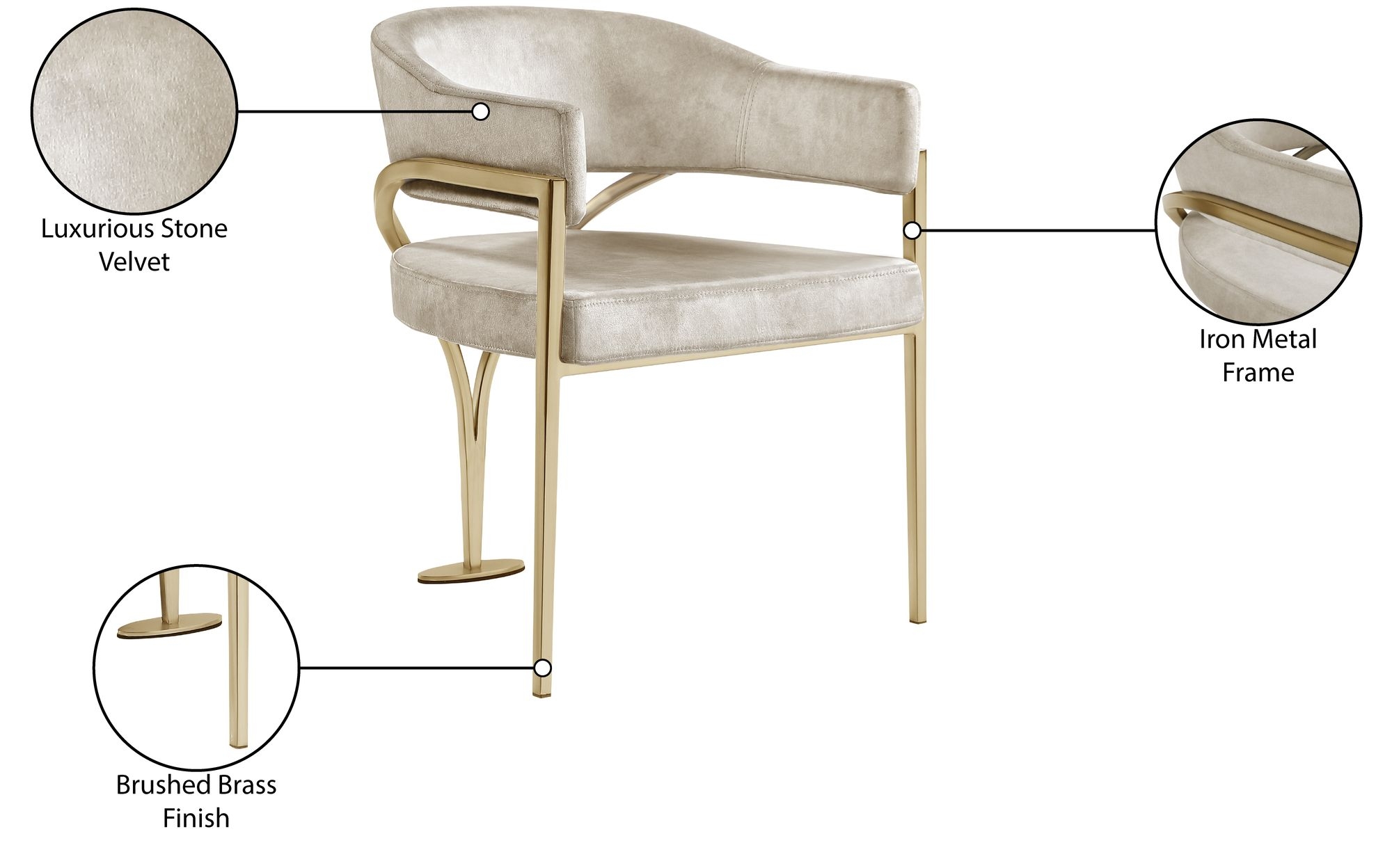 Madelyn Velvet Dining Chair with Brushed Brass Frame