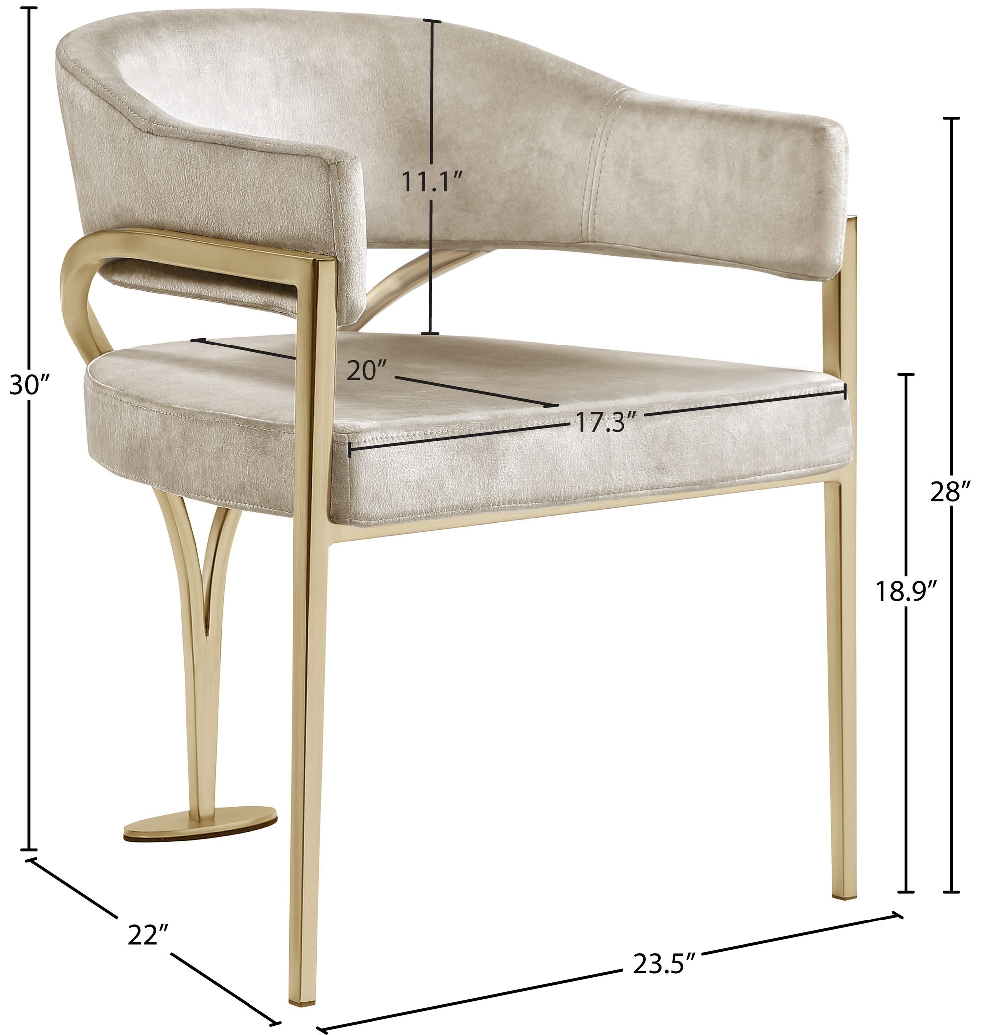 Madelyn Velvet Dining Chair with Brushed Brass Frame