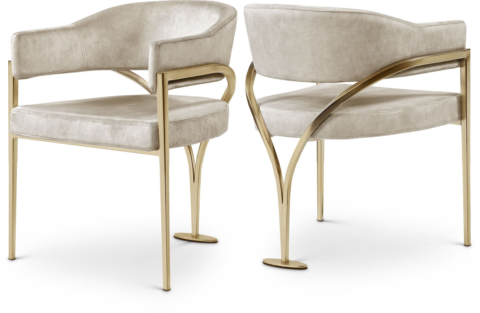 Madelyn Velvet Dining Chair with Brushed Brass Frame