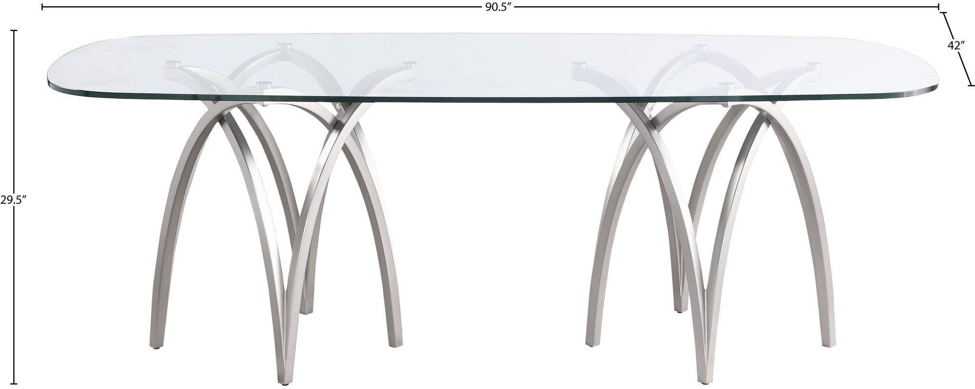 Madelyn 91" Rectangular Dining Table with Brushed Chrome Base