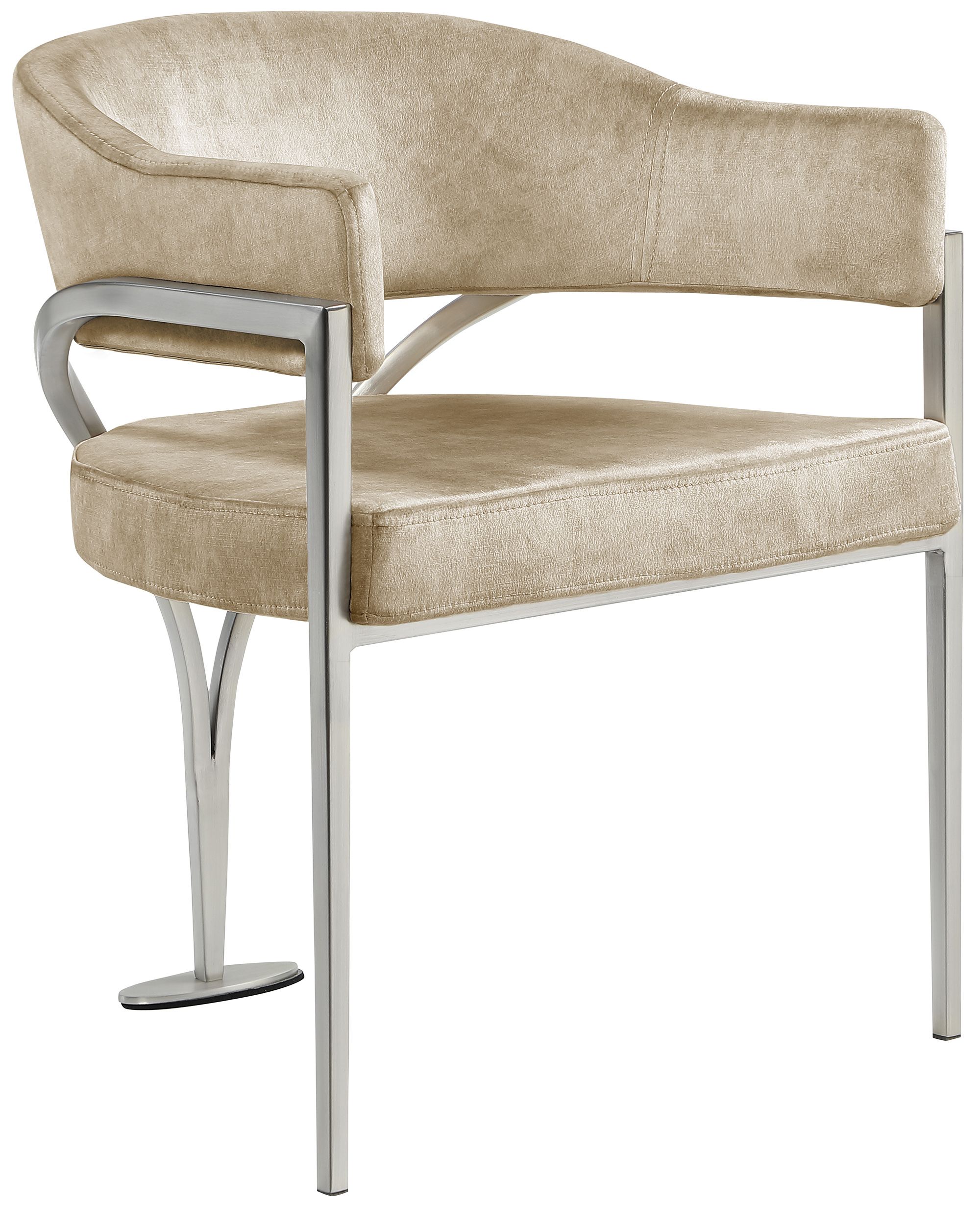 Madelyn Velvet Dining Chair with Brushed Chrome Metal Frame