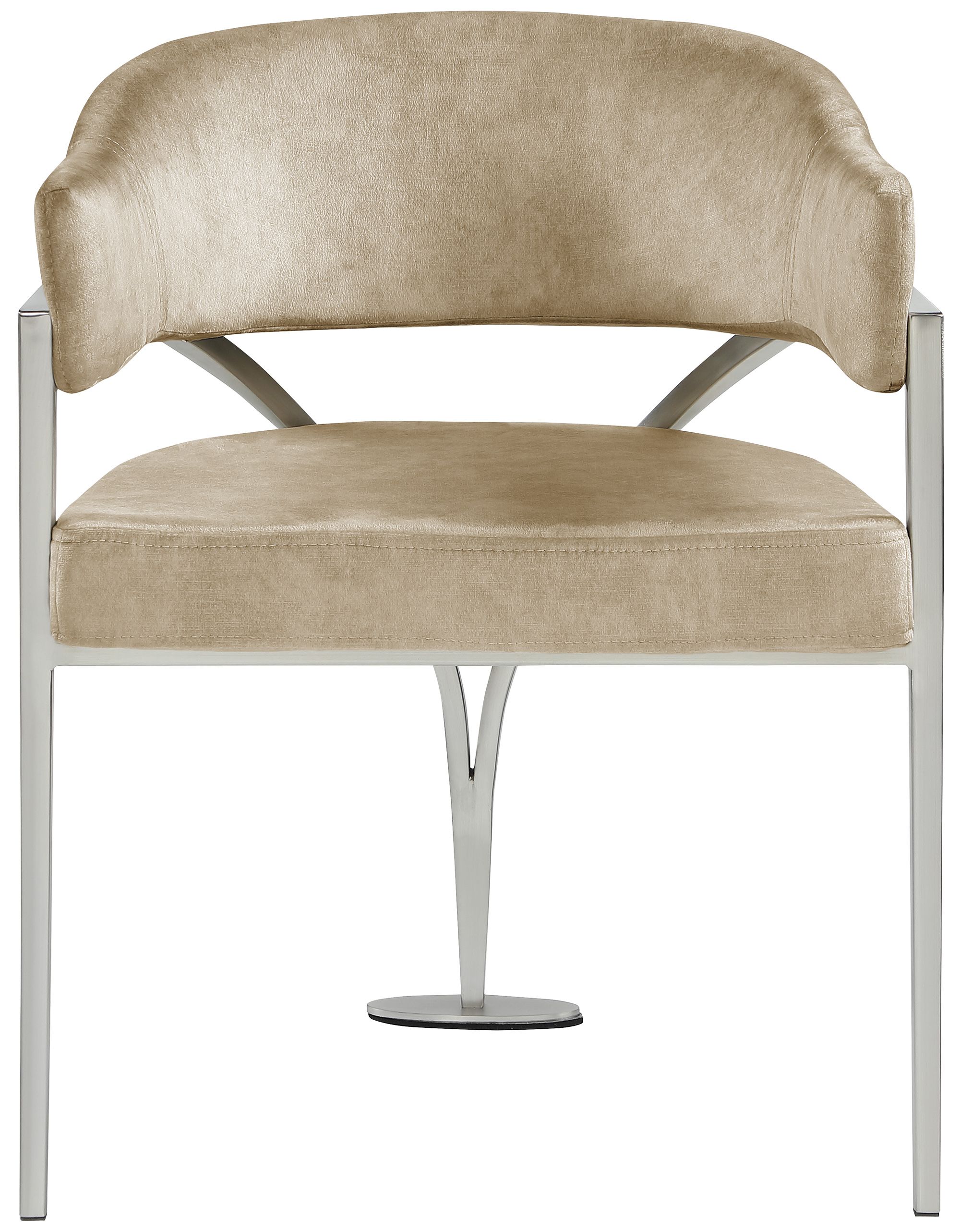 Madelyn Velvet Dining Chair with Brushed Chrome Metal Frame