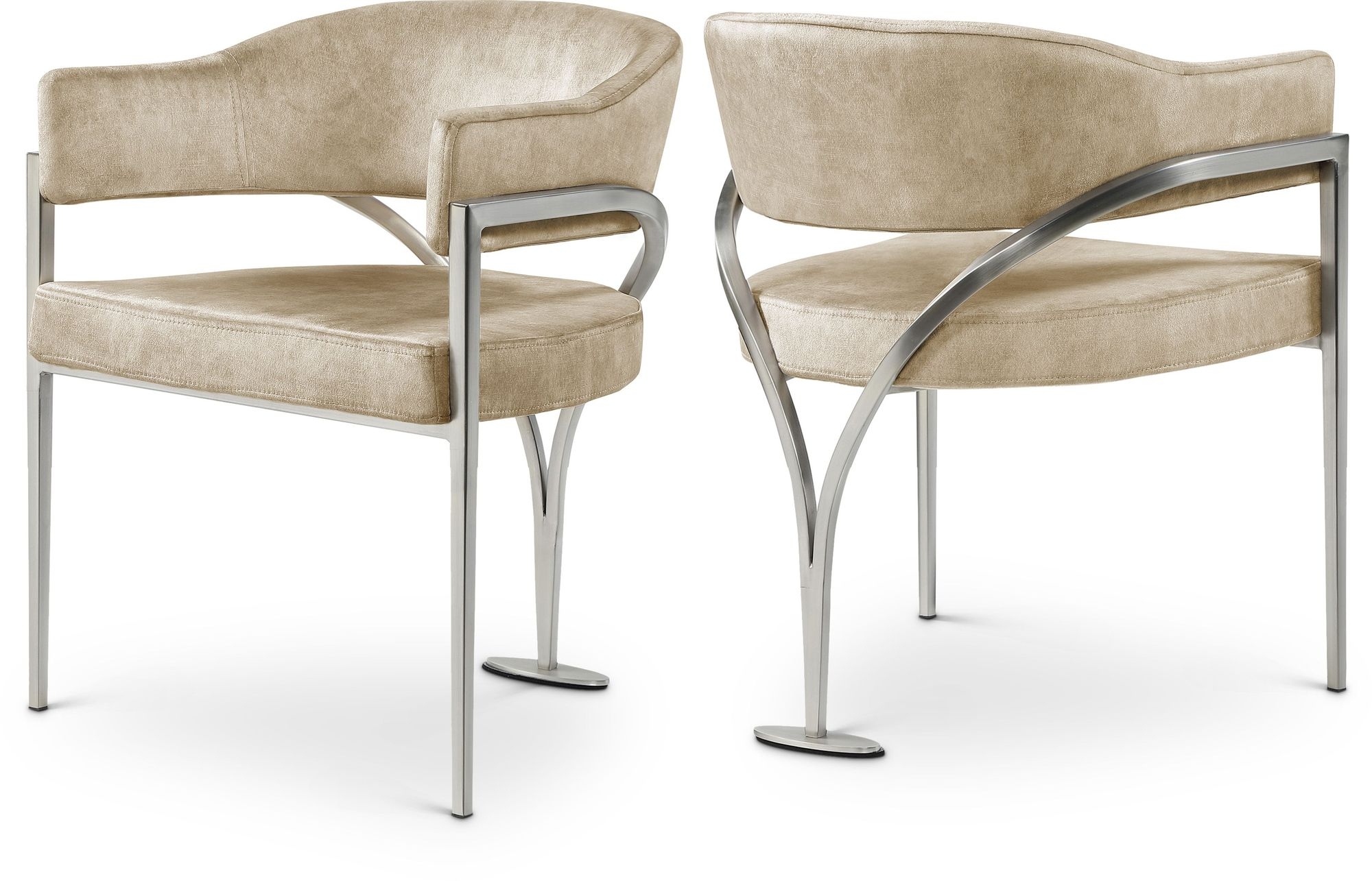 Madelyn Velvet Dining Chair with Brushed Chrome Metal Frame