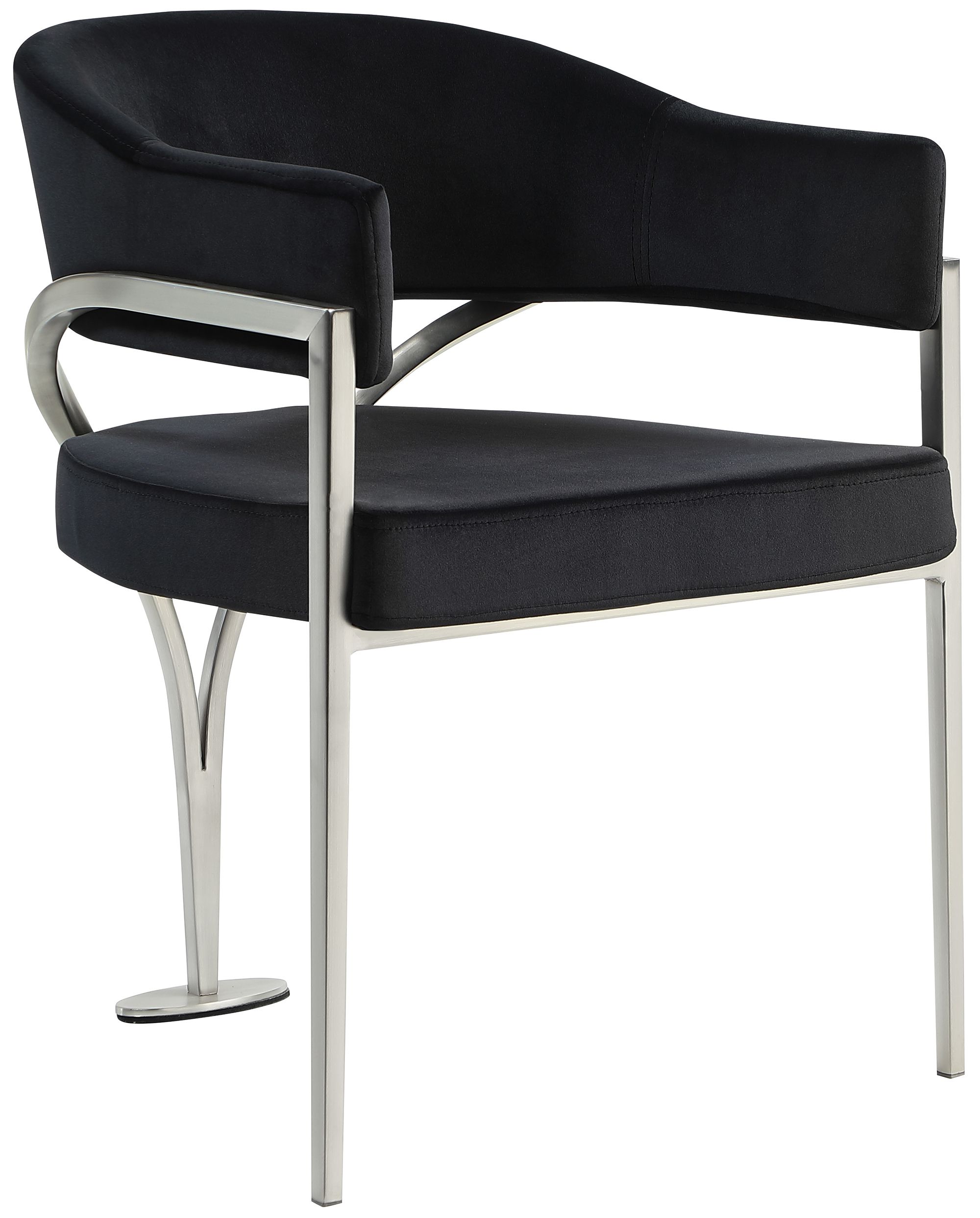 Madelyn Velvet Dining Chair with Brushed Chrome Metal Frame