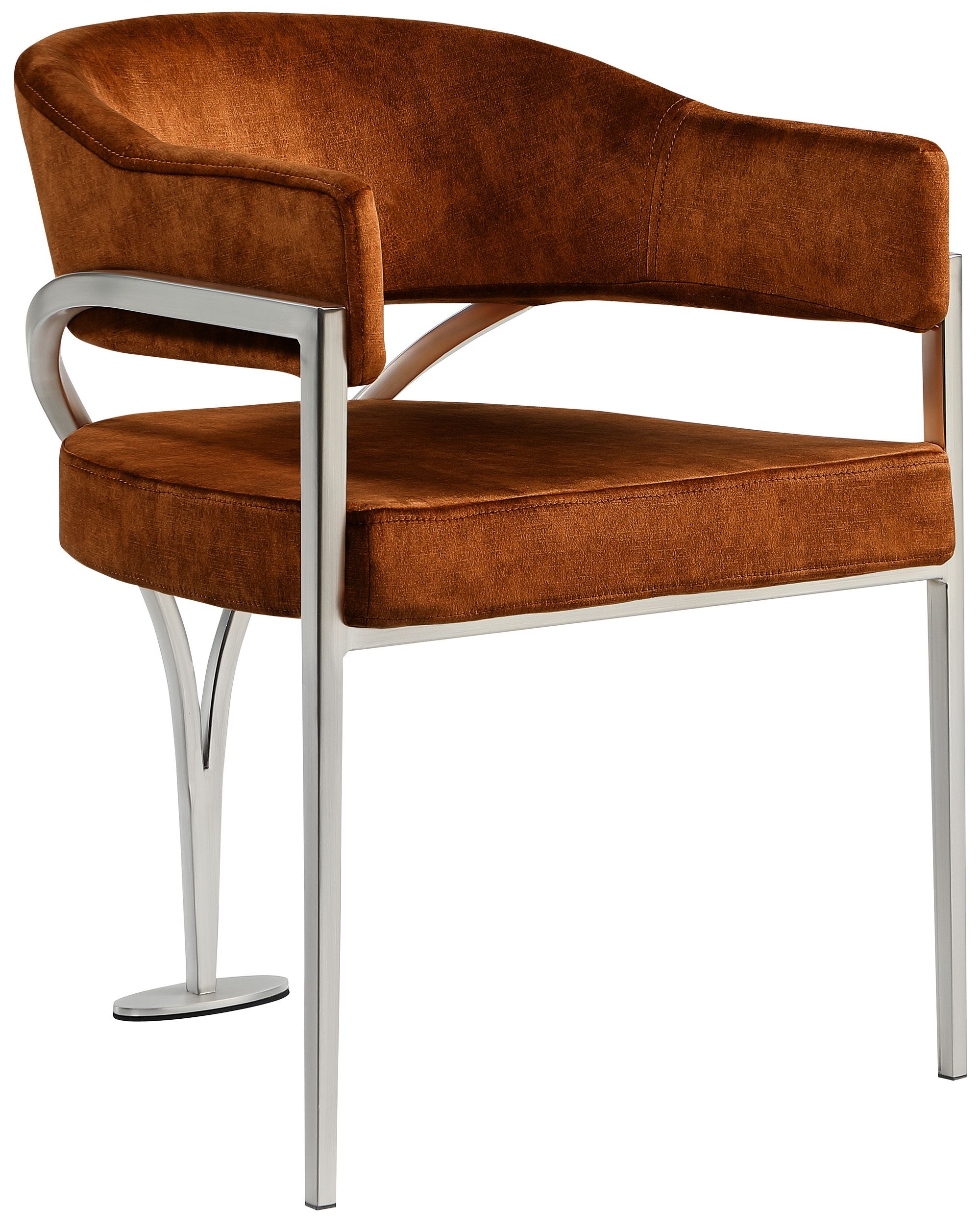 Madelyn Velvet Dining Chair with Brushed Chrome Metal Frame