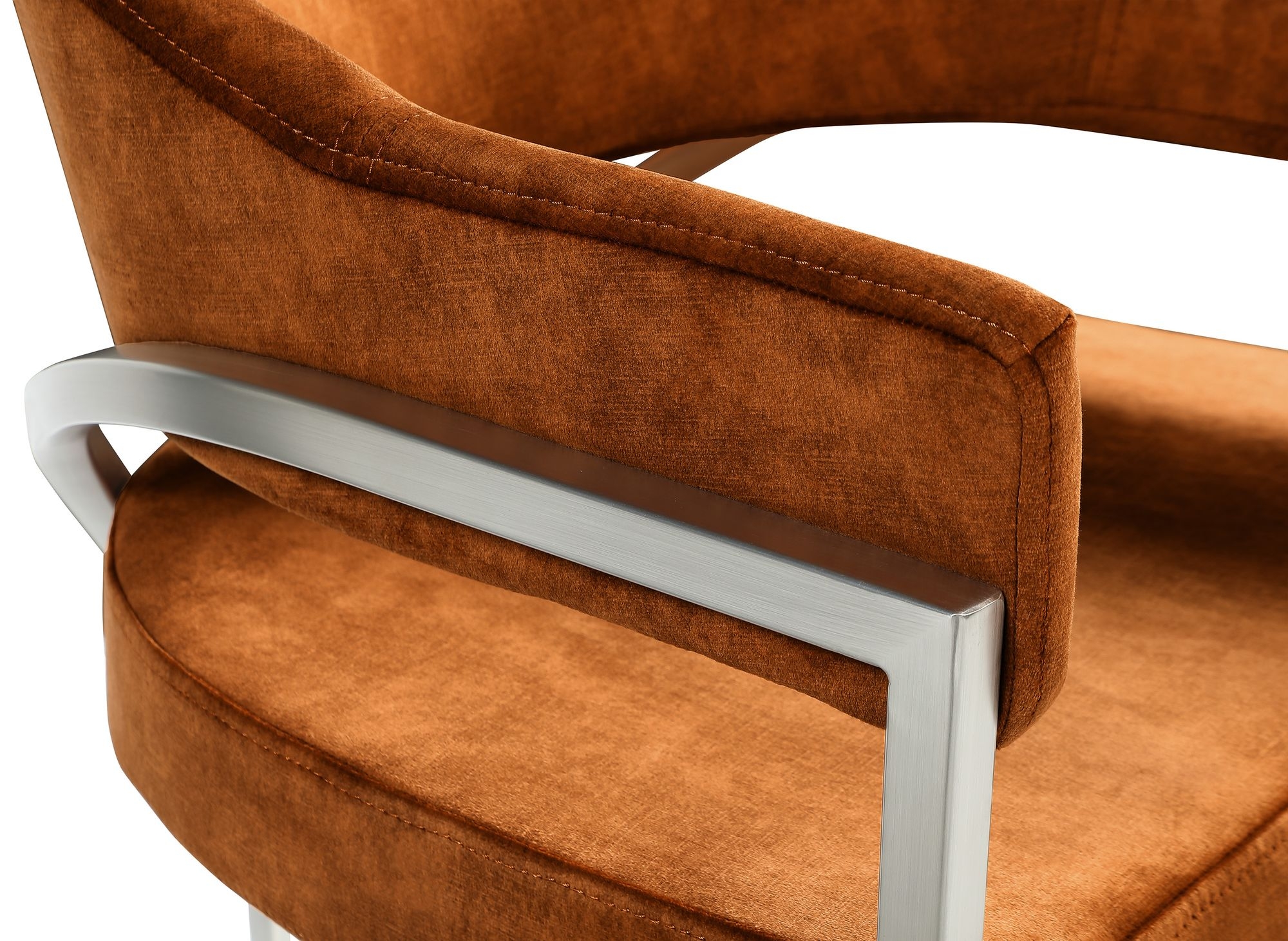 Madelyn Velvet Dining Chair with Brushed Chrome Metal Frame