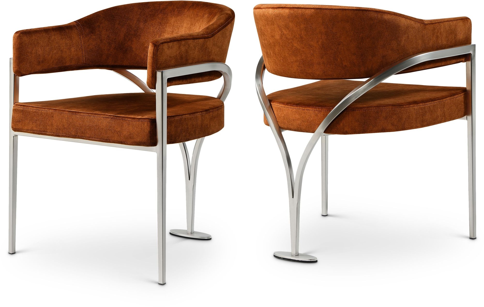 Madelyn Velvet Dining Chair with Brushed Chrome Metal Frame