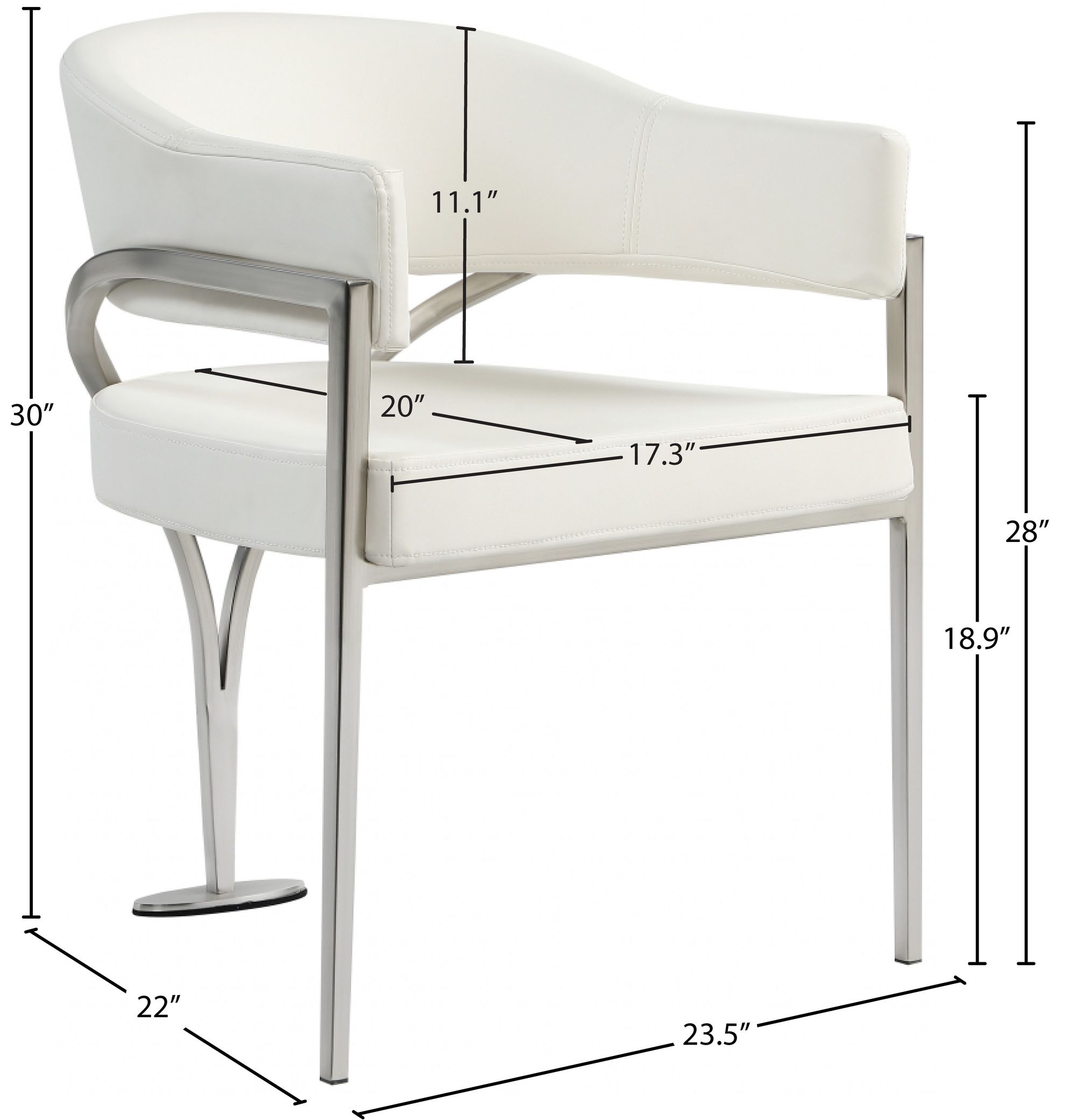 Madelyn Faux Leather Dining Chair with Brushed Chrome Metal Frame