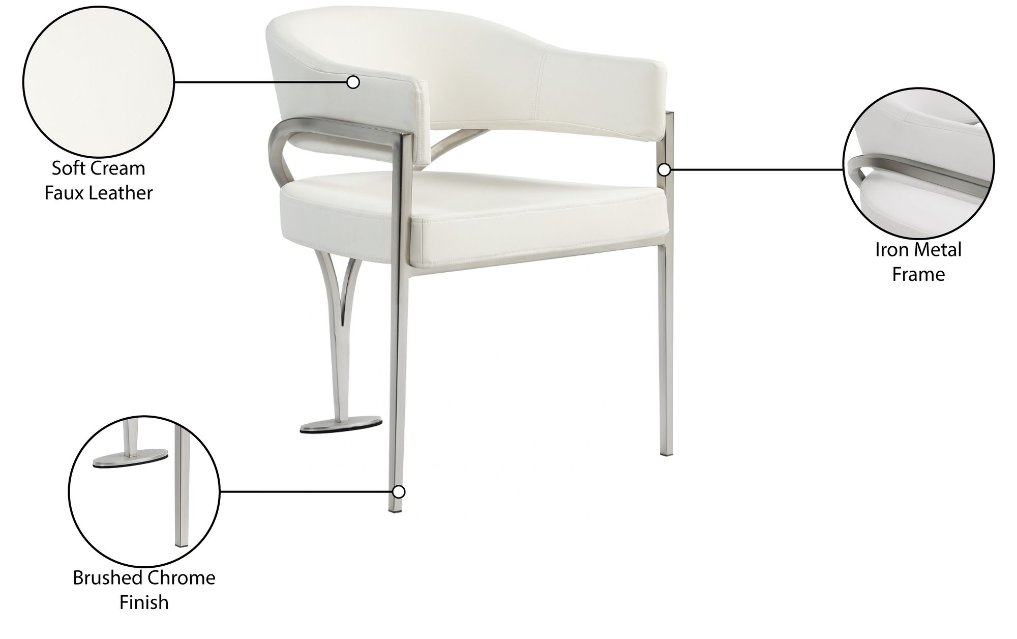 Madelyn Velvet Dining Chair with Brushed Chrome Metal Frame