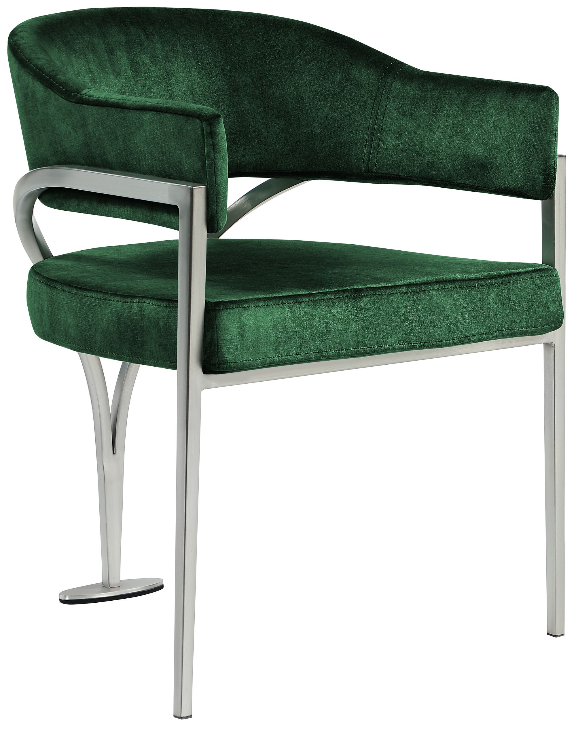 Madelyn Velvet Dining Chair with Brushed Chrome Metal Frame