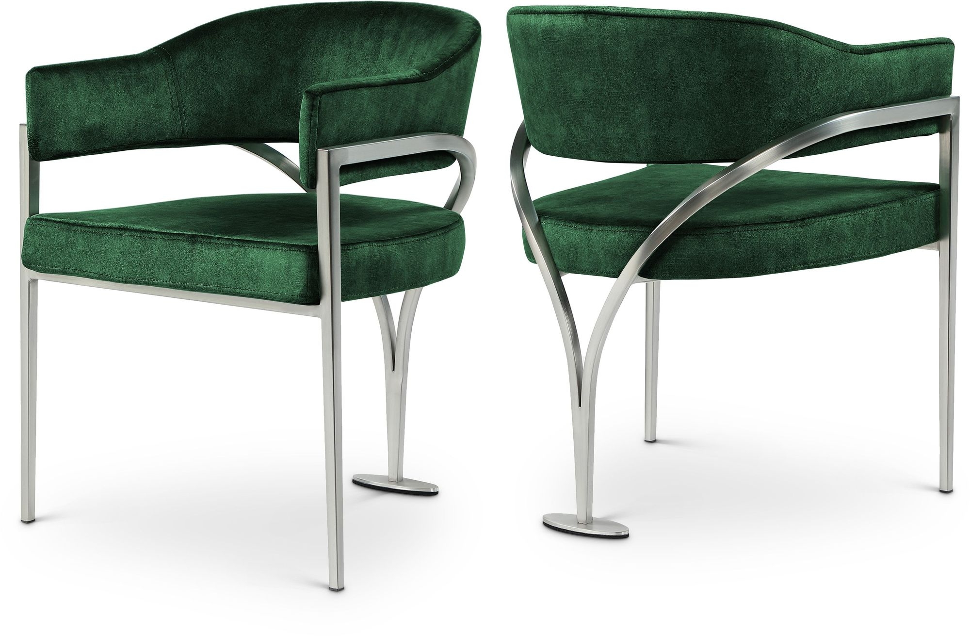Madelyn Velvet Dining Chair with Brushed Chrome Metal Frame