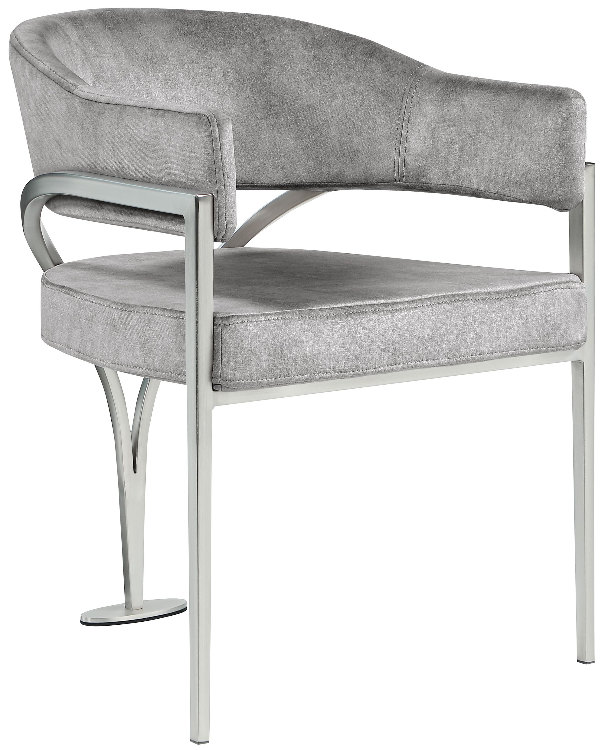 Madelyn Velvet Dining Chair with Brushed Chrome Metal Frame