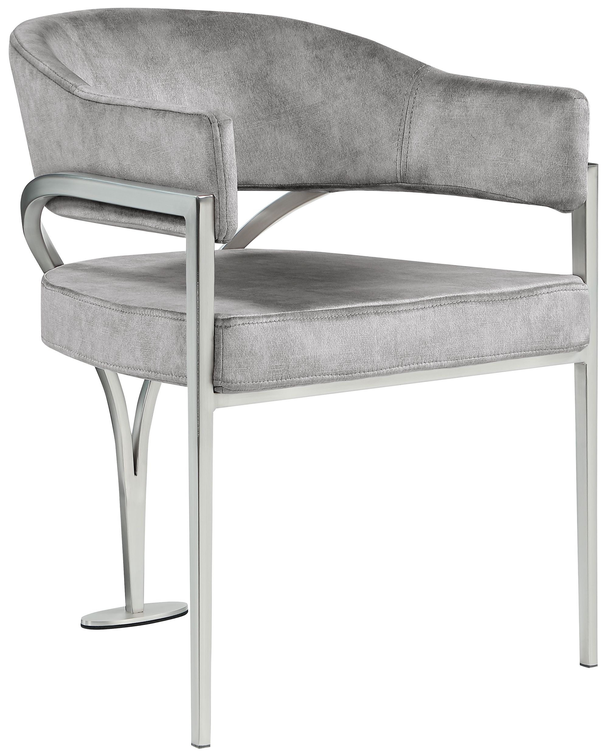 Madelyn Velvet Dining Chair with Brushed Chrome Metal Frame