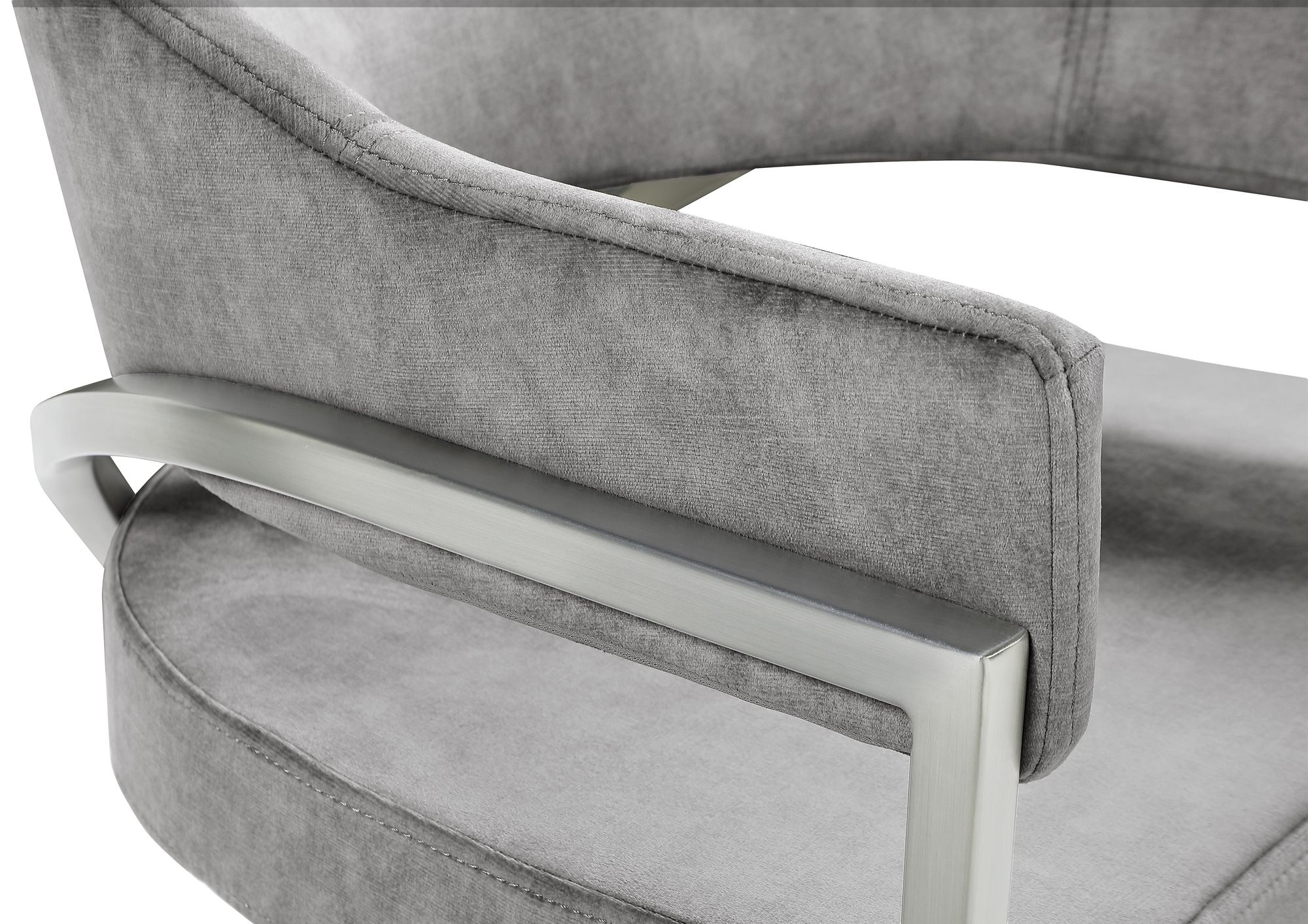 Madelyn Velvet Dining Chair with Brushed Chrome Metal Frame