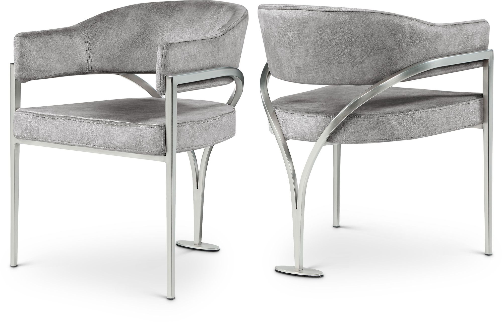 Madelyn Velvet Dining Chair with Brushed Chrome Metal Frame